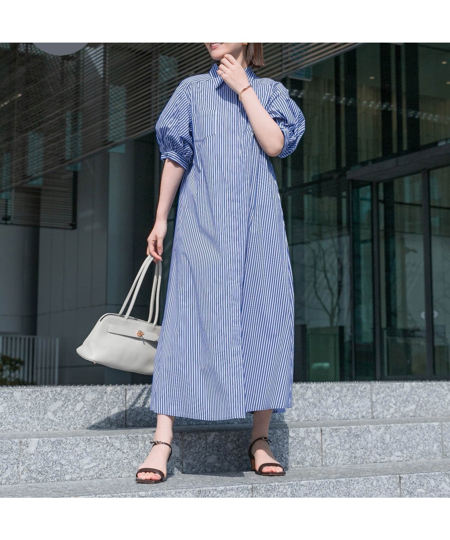 【アーバンリサーチ ロッソ/URBAN RESEARCH ROSSO】の『別注』ELENDEEK×ROSSO RELAXY SHIRT ONE-PIECE インテリア・キッズ・メンズ・レディースファッション・服の通販 founy(ファウニー) 　ファッション　Fashion　レディースファッション　Fashion for Women　トップス・カットソー　Cut & Sew Tops　シャツ・ブラウス・オフィスカジュアル　Elegant Blouses & Button-Ups　ストライプ　Stripe, Striped Pattern　スリーブ　Sleeve, Long Sleeve / Short Sleeve　デニム　Denim, Jeans Material　フロント　Front, Front Design　別注　Limited Edition, Custom Order　ロング　Long, Long-Length　S/S・春夏　SS, Spring/Summer, Warm Season　おすすめ　Recommended / Our Picks　夏　Summer　エレガント 上品　Elegant　2026年　2026　2026春夏・S/S　Spring/Summer 2026 SS26　ブルー系その他|ID: prp329100004977331 ipo3291000000037304889