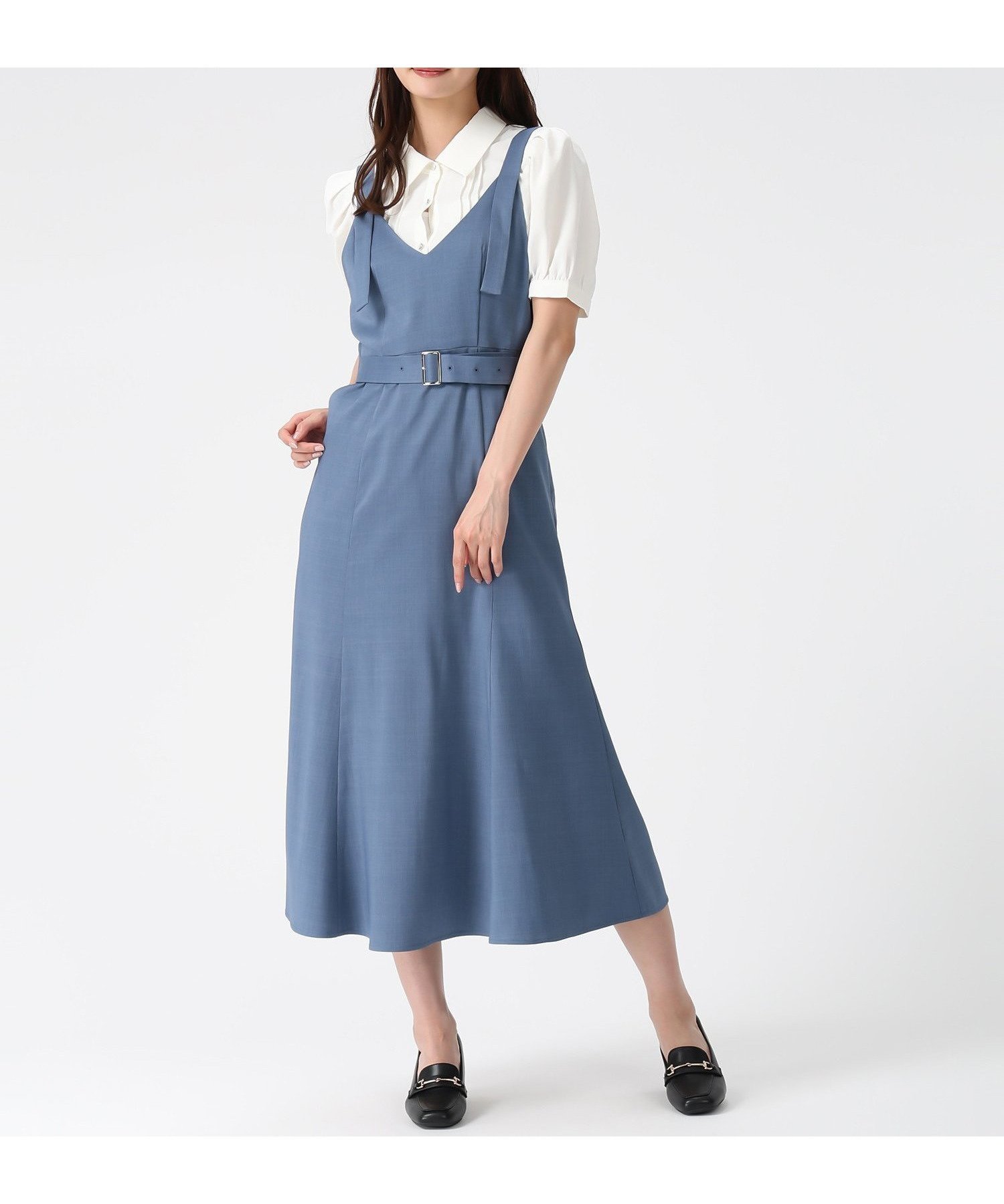 【ミッシュマッシュ/MISCH MASCH】のVネックマーメイドジャンスカ MM627402 インテリア・キッズ・メンズ・レディースファッション・服の通販 founy(ファウニー) 　ファッション　Fashion　レディースファッション　Fashion for Women　トップス・カットソー　Cut & Sew Tops　Vネックトップス　V-Neck Tops / V-Cut Neckline Shirts　ブルー|ID: prp329100004977336 ipo3291000000037304908