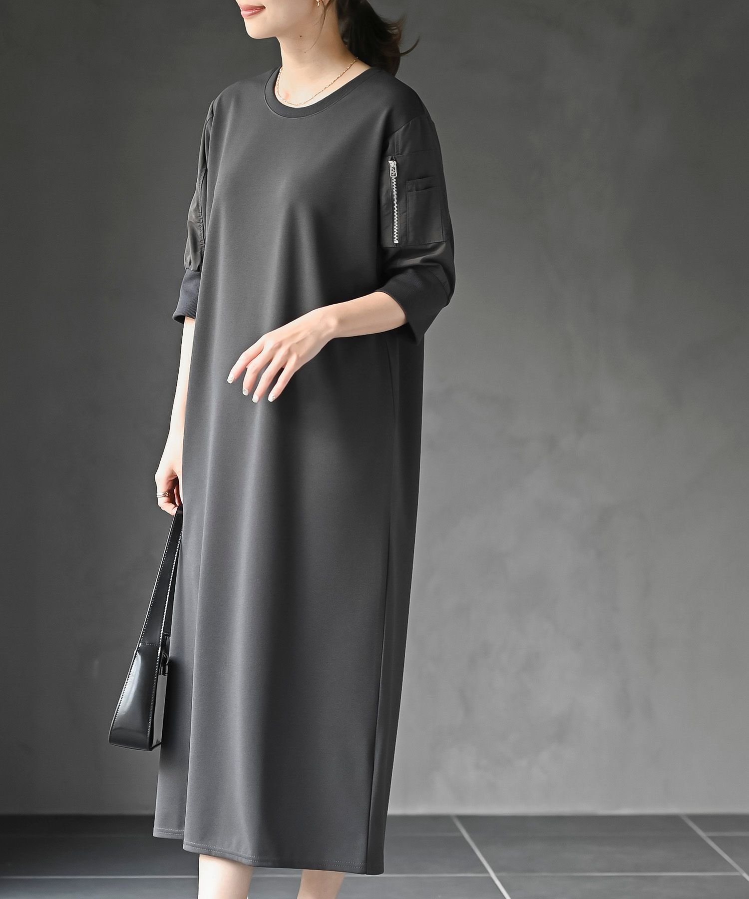 【アールピーエス/rps】のカットジョーゼットMA-1 7分袖ワンピース 大人の最旬トレンドファッション＆コーディネート founy(ファウニー) 　ファッション　Fashion　レディースファッション　Fashion for Women　アウター　Coat / Outerwear Collection　MA-1ジャケット　MA-1 Bomber Jackets / Flight Jackets　なめらか　Smooth, Silky Texture　ジョーゼット　Georgette, Semi-Sheer Fabric　 other-1|ID: prp329100004977348 ipo3291000000037304945