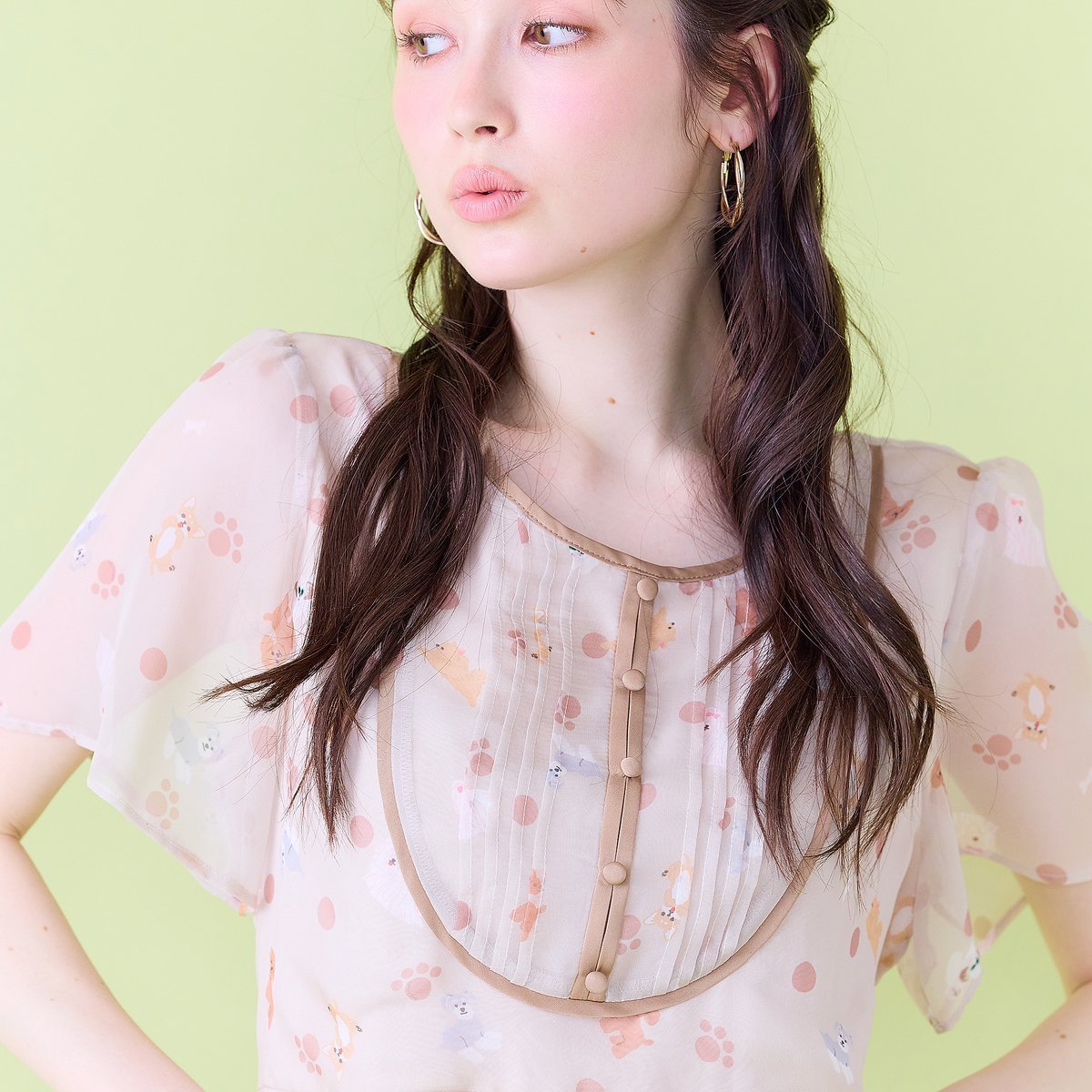 【ローズティアラ/Rose Tiara】のわんにゃんプリントワンピース インテリア・キッズ・メンズ・レディースファッション・服の通販 founy(ファウニー) 　ファッション　Fashion　レディースファッション　Fashion for Women　ワンピース　Dresses　スマート　Smart, Elegant　バランス　Balance, Style Balance　プリント　Print, Printed Pattern　マキシ　Maxi, Full Length　ベージュ|ID: prp329100004977351 ipo3291000000037304957