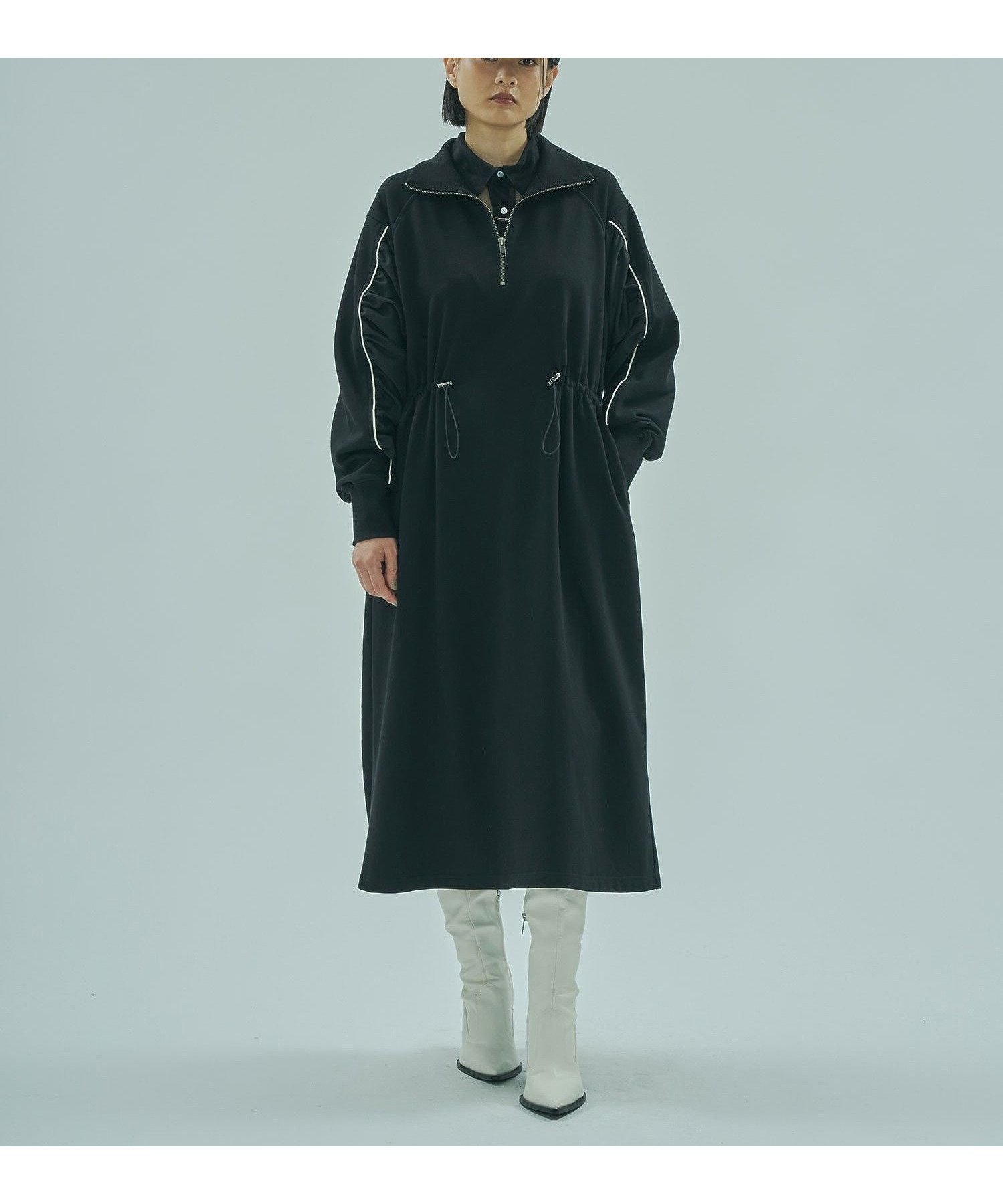 【ローズバッド/ROSE BUD】のFABRIC COMBINATION DRESS インテリア・キッズ・メンズ・レディースファッション・服の通販 founy(ファウニー) 　ファッション　Fashion　レディースファッション　Fashion for Women　ワンピース　Dresses　フォーマル・パーティードレス・結婚式用ドレス　Elegant & Casual Dresses　インナー　Innerwear　スウェット / スエット　Sweatshirt, Sweatwear　ドッキング　Docking, Mixed Material　バランス　Balance, Style Balance　ビッグ　Big, Oversized　ポケット　Pocket, Pocket Detail　冬　Winter / This Winter　エレガント 上品　Elegant　BLACK|ID: prp329100004977356 ipo3291000000037304971