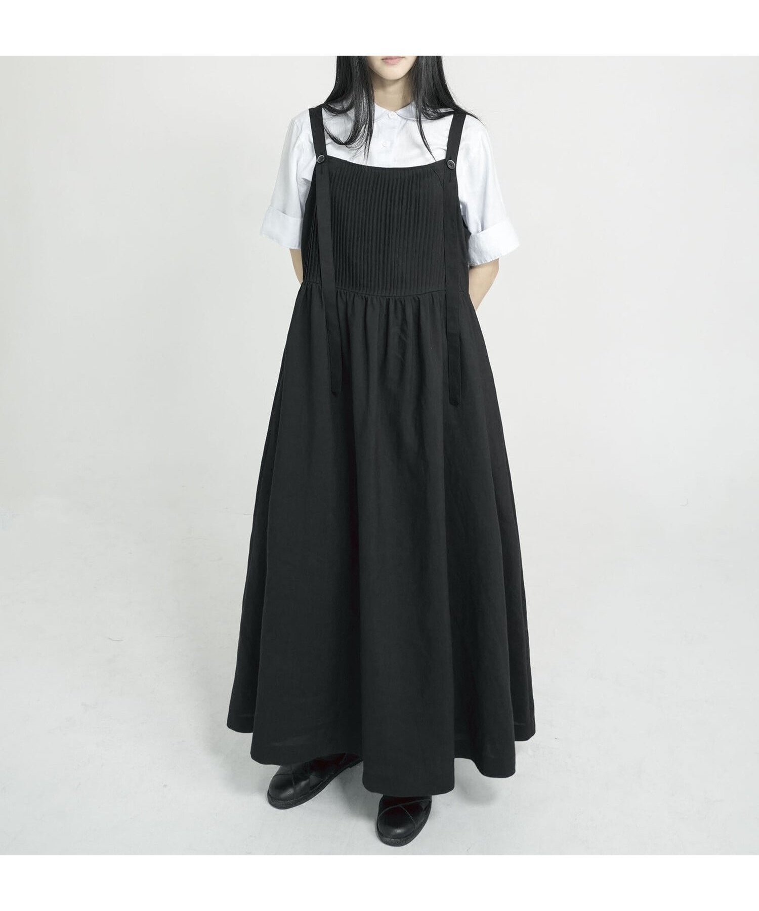 【ビショップ/Bshop】のピンタック ロングワンピース WOMEN インテリア・キッズ・メンズ・レディースファッション・服の通販 founy(ファウニー) 　ファッション　Fashion　レディースファッション　Fashion for Women　ワンピース　Dresses　キャミソール　Camisole, Spaghetti Strap Top　クラシック　Classic, Timeless Style　ポケット　Pocket, Pocket Detail　ラップ　Wrap, Wrap Design　リネン　Linen, Linen Fabric　ロング　Long, Long-Length　BLACK|ID: prp329100004977359 ipo3291000000037304981