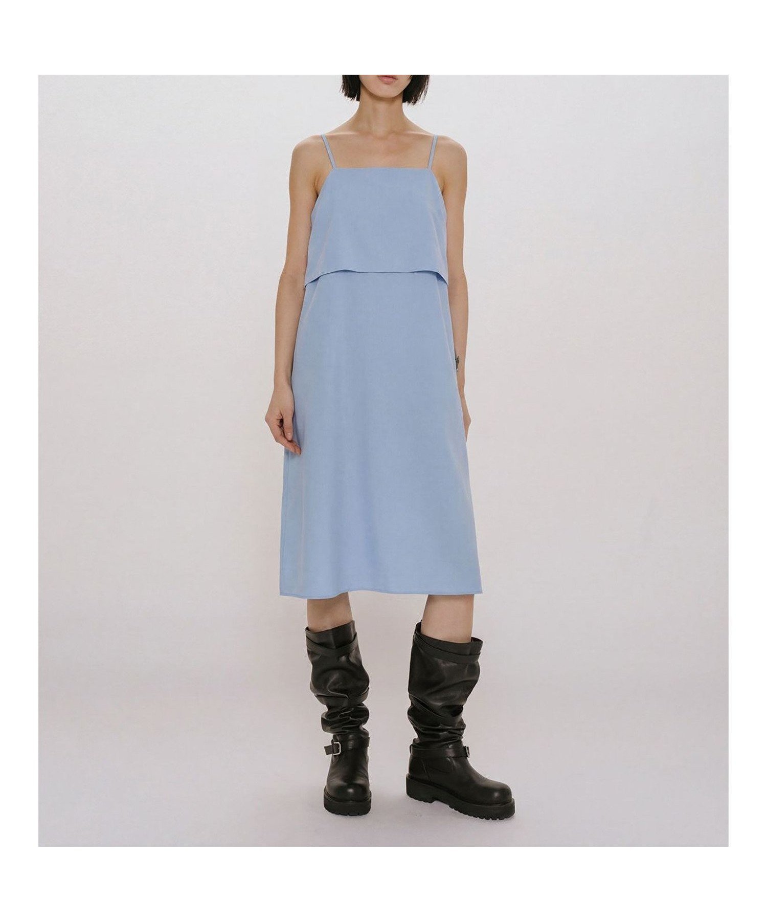 【マーコート/MARcourt】のMIDIUMISOLID for Ladies レイヤードキャミソールワンピース インテリア・キッズ・メンズ・レディースファッション・服の通販 founy(ファウニー) 　ファッション　Fashion　レディースファッション　Fashion for Women　ワンピース　Dresses　シンプル　Simple, Minimal　ポケット　Pocket, Pocket Detail　夏　Summer　定番　Standard, Basic Item　春　Spring　S/S・春夏　SS, Spring/Summer, Warm Season　無地　Plain, Solid Color　サックス|ID: prp329100004977363 ipo3291000000037304994