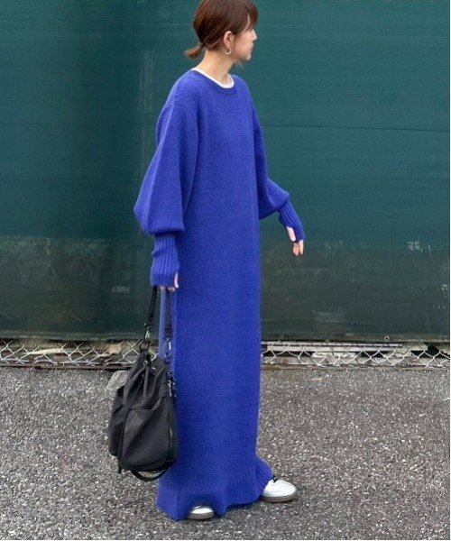 【ノッチ/notch】の【 notch. by KR 】ボリュームスリーブニットワンピース インテリア・キッズ・メンズ・レディースファッション・服の通販 founy(ファウニー) 　ファッション　Fashion　レディースファッション　Fashion for Women　ワンピース　Dresses　ニットワンピース　Knit Dresses　コラボ　Collaboration, Collab　スニーカー　Sneakers, Trainers　トレンド　Trend, Trending Now　人気　Popular, Best Seller　マキシ　Maxi, Full Length　2024年　2024　2024-2025秋冬・A/W　Autumn/Winter 2024–25 AW24–25　ブルー|ID: prp329100004977364 ipo3291000000037304999
