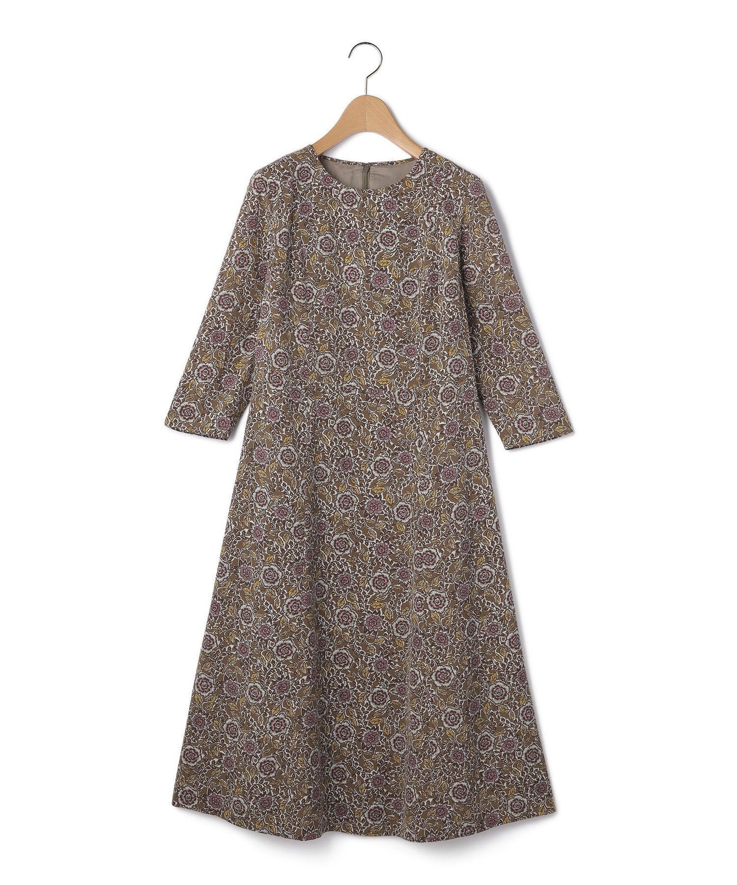 【キース/KEITH】のウッドカットフラワーワンピース インテリア・キッズ・メンズ・レディースファッション・服の通販 founy(ファウニー) 　ファッション　Fashion　レディースファッション　Fashion for Women　ワンピース　Dresses　オケージョン　Occasion Wear　オリエンタル　Oriental Pattern　シンプル　Simple, Minimal　ジャケット　Jacket, Outerwear　ジョーゼット　Georgette, Semi-Sheer Fabric　フラワー　Flower, Floral　フレア　Flare, Flared　プリント　Print, Printed Pattern　モスグリーン|ID: prp329100004977399 ipo3291000000037305115