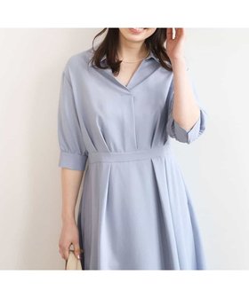 【オフオン/ofuon】の六分袖スキッパーワンピース/UVカット/洗濯機で洗える/WEB限定サイズあり 大人の最旬トレンドファッション＆コーディネート founy(ファウニー) ファッション Fashion レディースファッション Fashion for Women ワンピース Dresses 春 Spring 洗える Machine Washable 秋 Autumn カーディガン Cardigan, Knitwear ジャケット Jacket, Outerwear スキッパー Skipper, Open Collar ストレッチ Stretch, Stretchy Fabric ストレート Straight, Straight Cut バランス Balance, Style Balance ポケット Pocket, Pocket Detail 冬 Winter / This Winter 再入荷 Restock / Back in Stock 夏 Summer エレガント 上品 Elegant ビジネス 仕事 通勤 Business / Work / Commuting |ID:prp329100004977405