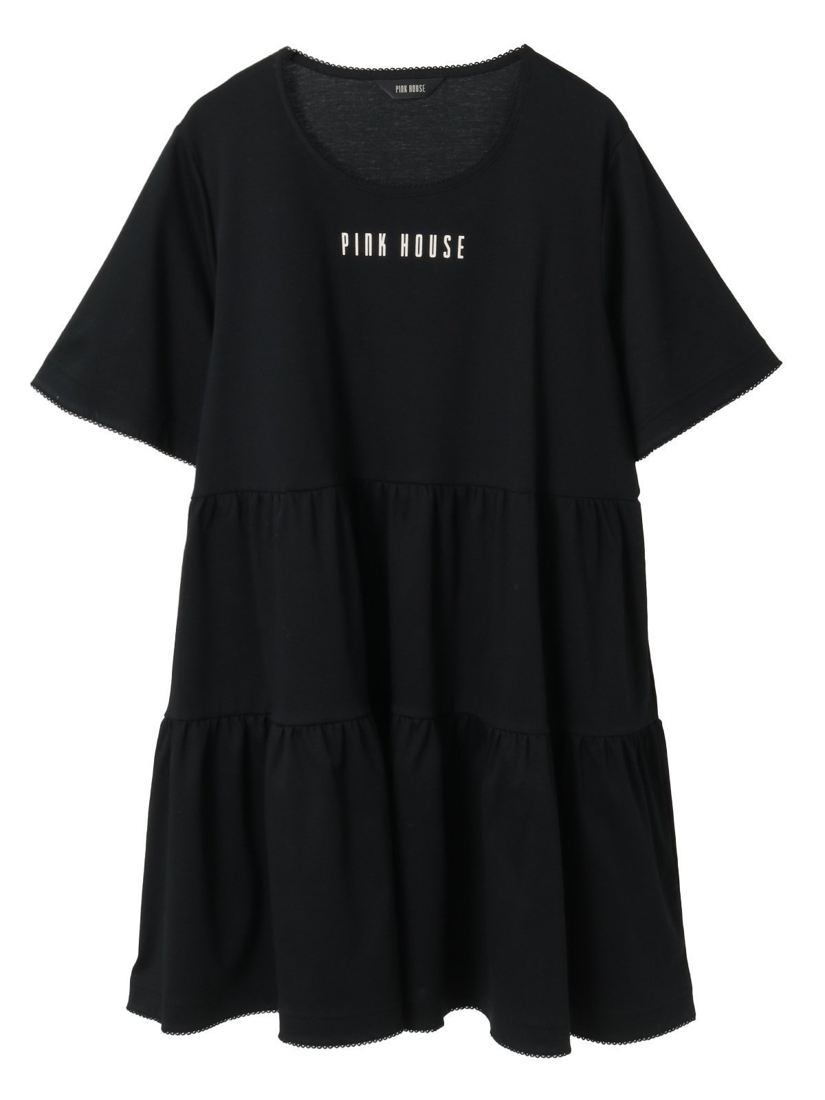 【ピンクハウス/PINK HOUSE】のロゴプリントチュニックカットソー インテリア・キッズ・メンズ・レディースファッション・服の通販 founy(ファウニー) 　ファッション　Fashion　レディースファッション　Fashion for Women　トップス・カットソー　Cut & Sew Tops　カットソー・ベーシックTシャツ　Cut-and-Sewn Tops / Stretch Tees & Basics　シルケット　Silket, Silky Cotton　フロント　Front, Front Design　プリント　Print, Printed Pattern　ワンポイント　One Point, Statement Accent　クロ|ID: prp329100004977408 ipo3291000000037305149