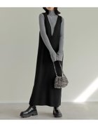 【リエディ/Re:EDIT】のミラノリブ変形キーネックIラインニットワンピース 大人の最旬トレンドファッション＆コーディネート founy(ファウニー) ファッション Fashion レディースファッション Fashion for Women ワンピース Dresses ニットワンピース Knit Dresses インナー Innerwear コンパクト Compact, Small Size シンプル Simple, Minimal バランス Balance, Style Balance フロント Front, Front Design ミラノリブ Milano Rib, Milano Stitch ロング Long, Long-Length thumbnail 無地ブラック|ID: prp329100004977433 ipo3291000000037305247