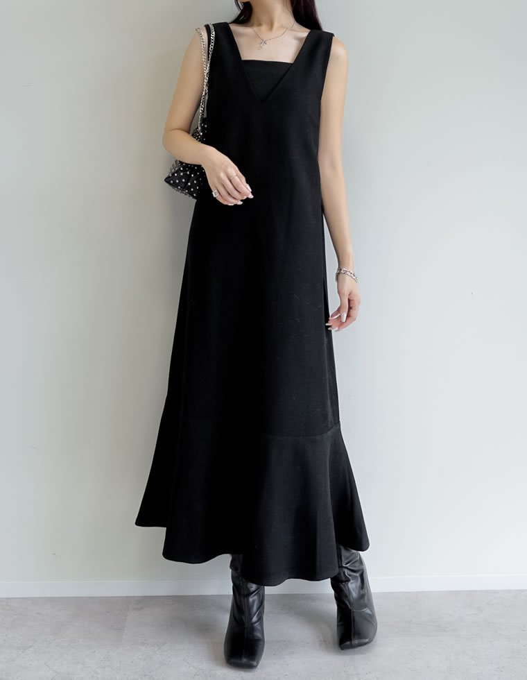 【リエディ/Re:EDIT】の微起毛ツイルナロージャンパースカート インテリア・キッズ・メンズ・レディースファッション・服の通販 founy(ファウニー) 　ファッション　Fashion　レディースファッション　Fashion for Women　スカート　Skirts　コンパクト　Compact, Small Size　シンプル　Simple, Minimal　ツイル　Twist, Twisted Detail　バランス　Balance, Style Balance　フェミニン　Feminine, Girly　フレア　Flare, Flared　マーメイド　Mermaid, Fishtail Silhouette　リブニット　Rib Knit, Ribbed Knit　レース　Lace, Lace Fabric　A/W・秋冬　Autumn/Winter　おすすめ　Recommended / Our Picks　ブラック|ID: prp329100004977435 ipo3291000000037305256