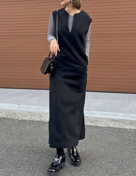 【リエディ/Re:EDIT】のフェイクウールキーネックジャンパースカート 大人の最旬トレンドファッション＆コーディネート founy(ファウニー) ファッション Fashion レディースファッション Fashion for Women スカート Skirts コンパクト Compact, Small Size スリット Slit, Slit Detail バランス Balance, Style Balance ポケット Pocket, Pocket Detail |ID:prp329100004977436