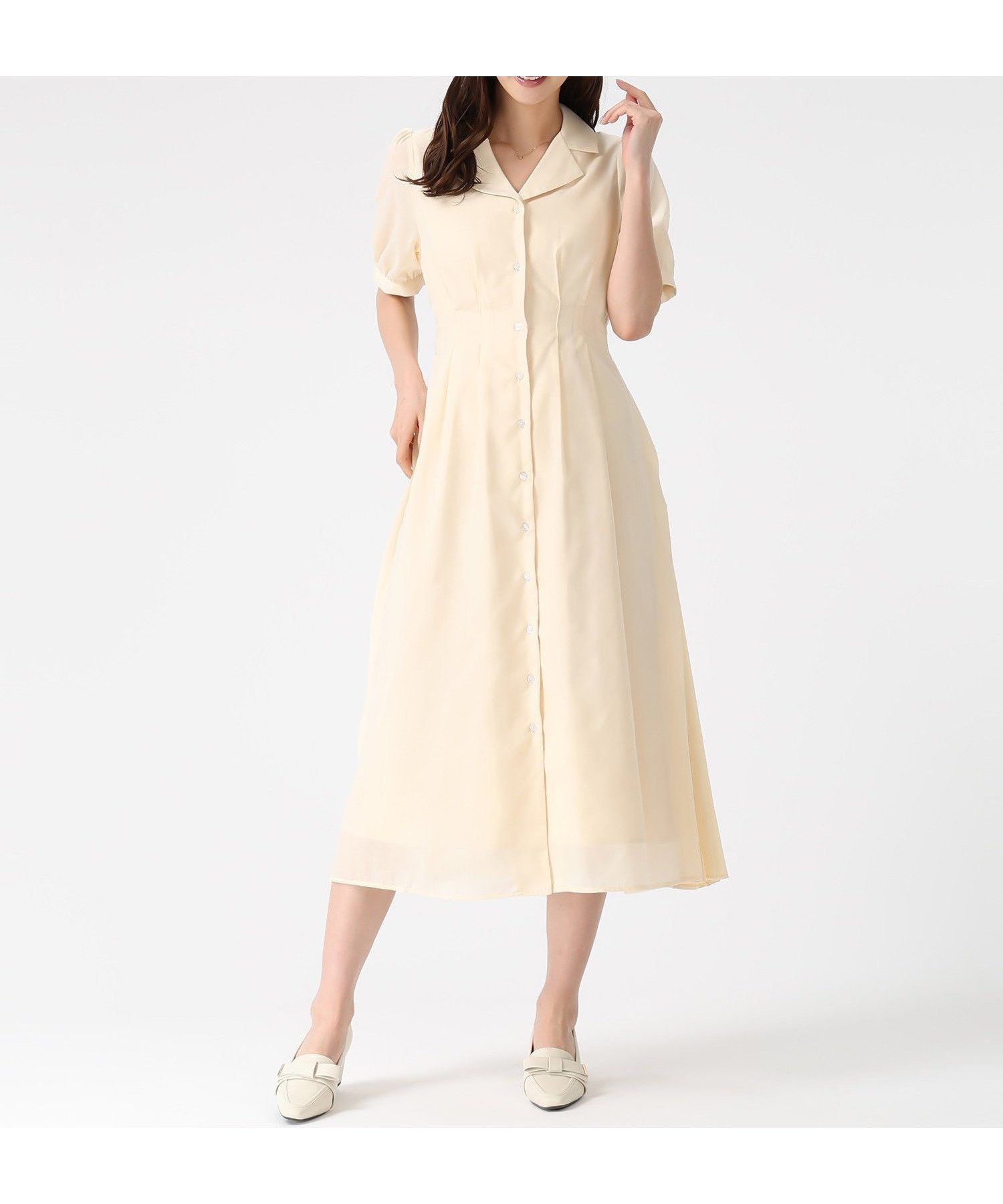 【ミッシュマッシュ/MISCH MASCH】のサイドプリーツテーラーワンピース MM627406 インテリア・キッズ・メンズ・レディースファッション・服の通販 founy(ファウニー) 　ファッション　Fashion　レディースファッション　Fashion for Women　ワンピース　Dresses　おすすめ　Recommended / Our Picks　カーディガン　Cardigan, Knitwear　プリーツ　Pleats, Pleated　リボン　Ribbon, Bow　ワンポイント　One Point, Statement Accent　エレガント 上品　Elegant　イエロー|ID: prp329100004977446 ipo3291000000037305294