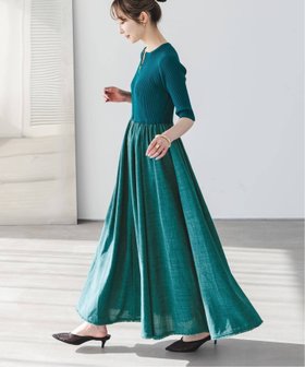 【ノーブル / スピック&スパン/NOBLE / Spick & Span】の【洗える】フロントジップドッキングワンピース 大人の最旬トレンドファッション＆コーディネート founy(ファウニー) ファッション Fashion レディースファッション Fashion for Women ワンピース Dresses 2026年 2026 2026春夏・S/S Spring/Summer 2026 SS26 アクセサリー Fashion Accessories エレガント 上品 Elegant ギャザー Gathered, Ruffled ジャケット Jacket, Outerwear ドッキング Docking, Mixed Material フリンジ Fringe, Tassel フレア Flare, Flared フロント Front, Front Design 洗える Machine Washable 羽織 Haori, Light Jacket |ID:prp329100004977466