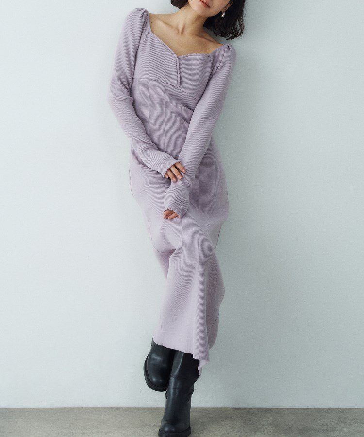 【その他のブランド/Other】のfemi rib knit dress 大人の最旬トレンドファッション＆コーディネート founy(ファウニー) 　ファッション　Fashion　レディースファッション　Fashion for Women　トップス・カットソー　Cut & Sew Tops　ニット　Knit Tops & Sweaters　ワンピース　Dresses　フォーマル・パーティードレス・結婚式用ドレス　Elegant & Casual Dresses　おすすめ　Recommended / Our Picks　カッティング　Cutting Detail　ギャザー　Gathered, Ruffled　スカラップ　Scallop, Scalloped Edge　スニーカー　Sneakers, Trainers　デコルテ　Décolleté, Neckline　デニム　Denim, Jeans Material　フィット　Fit, Slim Fit　リボン　Ribbon, Bow　冬　Winter / This Winter　 other-1|ID: prp329100004977512 ipo3291000000037305523