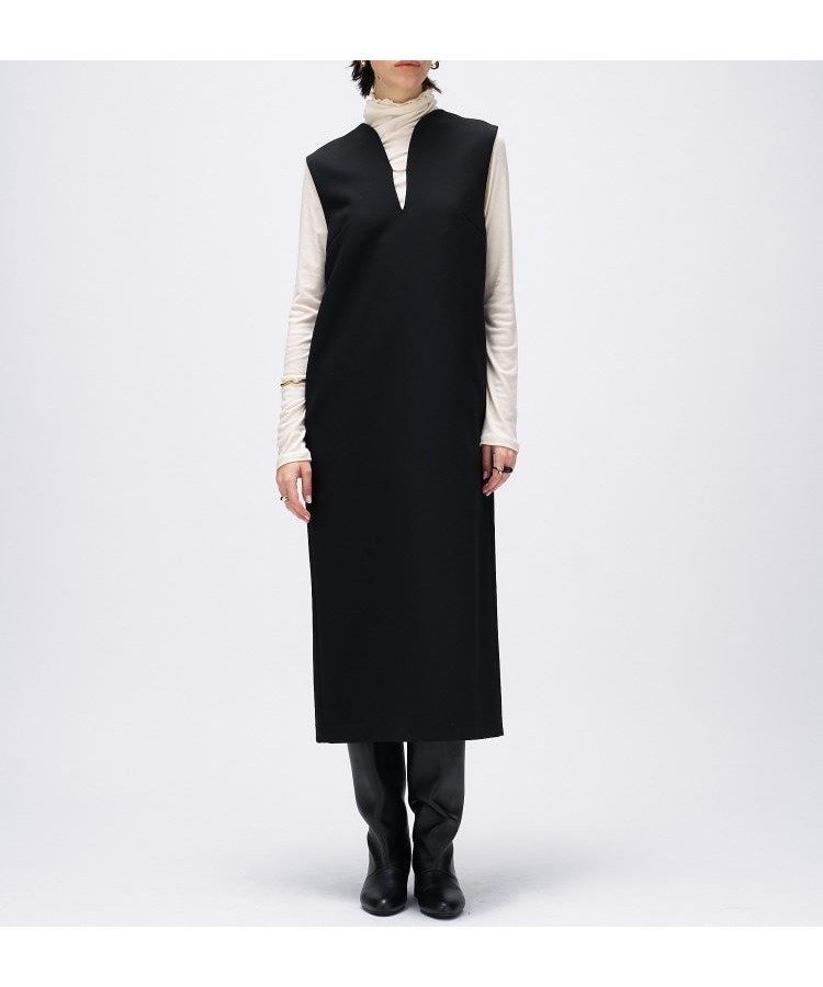 【クロエンス/cloenc】の【マシンウォッシュ】キーネックジャンパースカート インテリア・キッズ・メンズ・レディースファッション・服の通販 founy(ファウニー) 　ファッション　Fashion　レディースファッション　Fashion for Women　スカート　Skirts　インナー　Innerwear　カットソー　Cut and Sewn Top　スマート　Smart, Elegant　タートルネック　Turtleneck, High Neck　A/W・秋冬　Autumn/Winter　再入荷　Restock / Back in Stock　おすすめ　Recommended / Our Picks　エレガント 上品　Elegant　ブラック|ID: prp329100004977545 ipo3291000000037305645