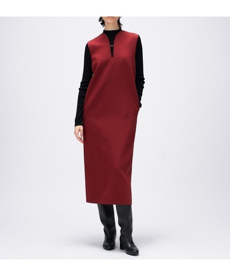 【クロエンス/cloenc】の【マシンウォッシュ】キーネックジャンパースカート インテリア・キッズ・メンズ・レディースファッション・服の通販 founy(ファウニー) 　ファッション　Fashion　レディースファッション　Fashion for Women　スカート　Skirts　インナー　Innerwear　カットソー　Cut and Sewn Top　スマート　Smart, Elegant　タートルネック　Turtleneck, High Neck　A/W・秋冬　Autumn/Winter　再入荷　Restock / Back in Stock　おすすめ　Recommended / Our Picks　エレガント 上品　Elegant　ボルドー|ID: prp329100004977545 ipo3291000000037305647