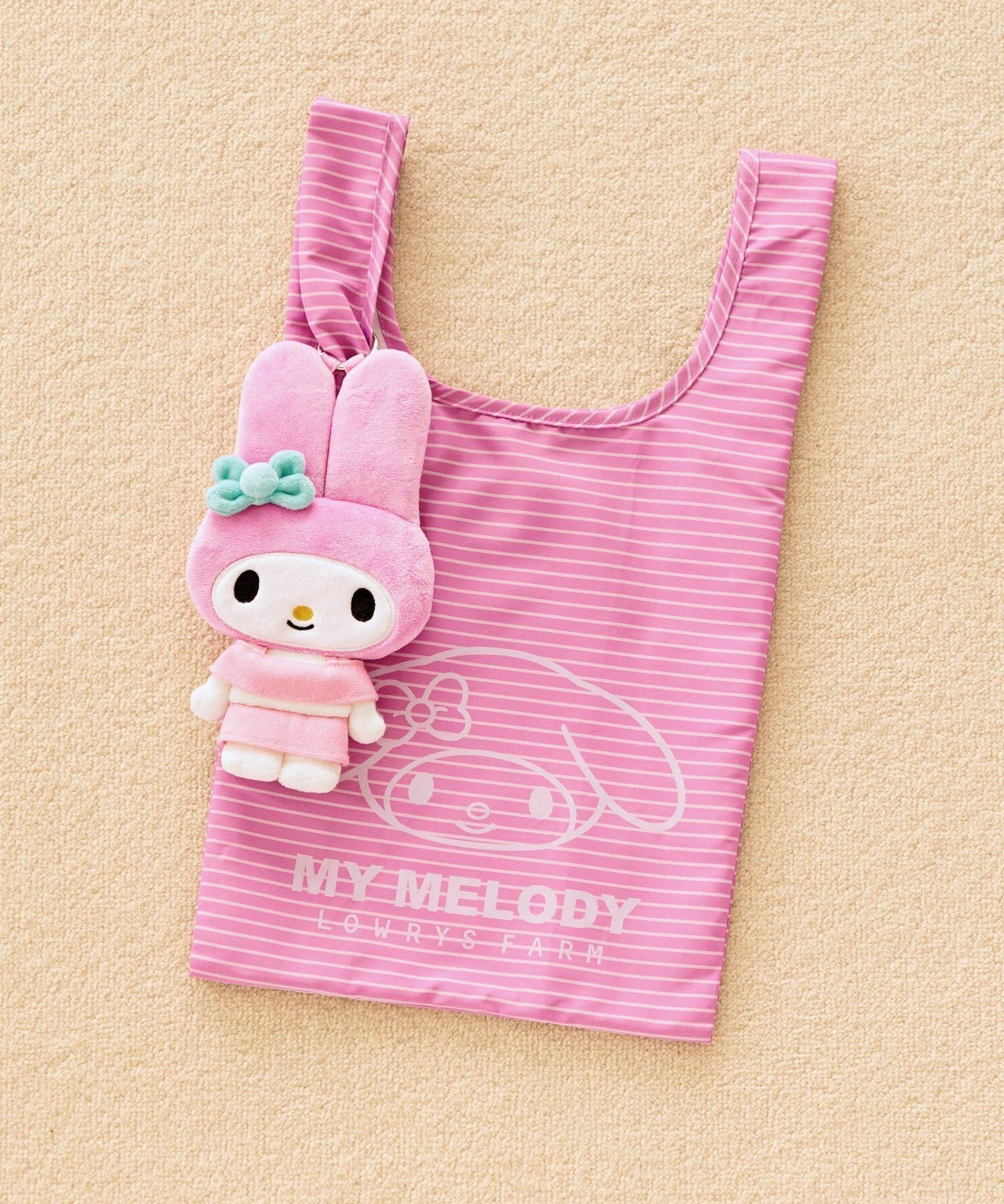 【ローリーズファーム/LOWRYS FARM】の【サンリオキャラクターズ】ポーチ付きエコBAG インテリア・キッズ・メンズ・レディースファッション・服の通販 founy(ファウニー) 　ファッション　Fashion　レディースファッション　Fashion for Women　バッグ　Bags　ポーチ&ミニバッグ　Pouches & Mini Bags　キャラクター　Character, Licensed Characters　キーホルダー　Keychain, Key Holder　プリント　Print, Printed Pattern　ボーダー　Border, Stripe　ポーチ　Pouch, Small Case　夏　Summer　マイメロディ|ID: prp329100004977563 ipo3291000000037305718