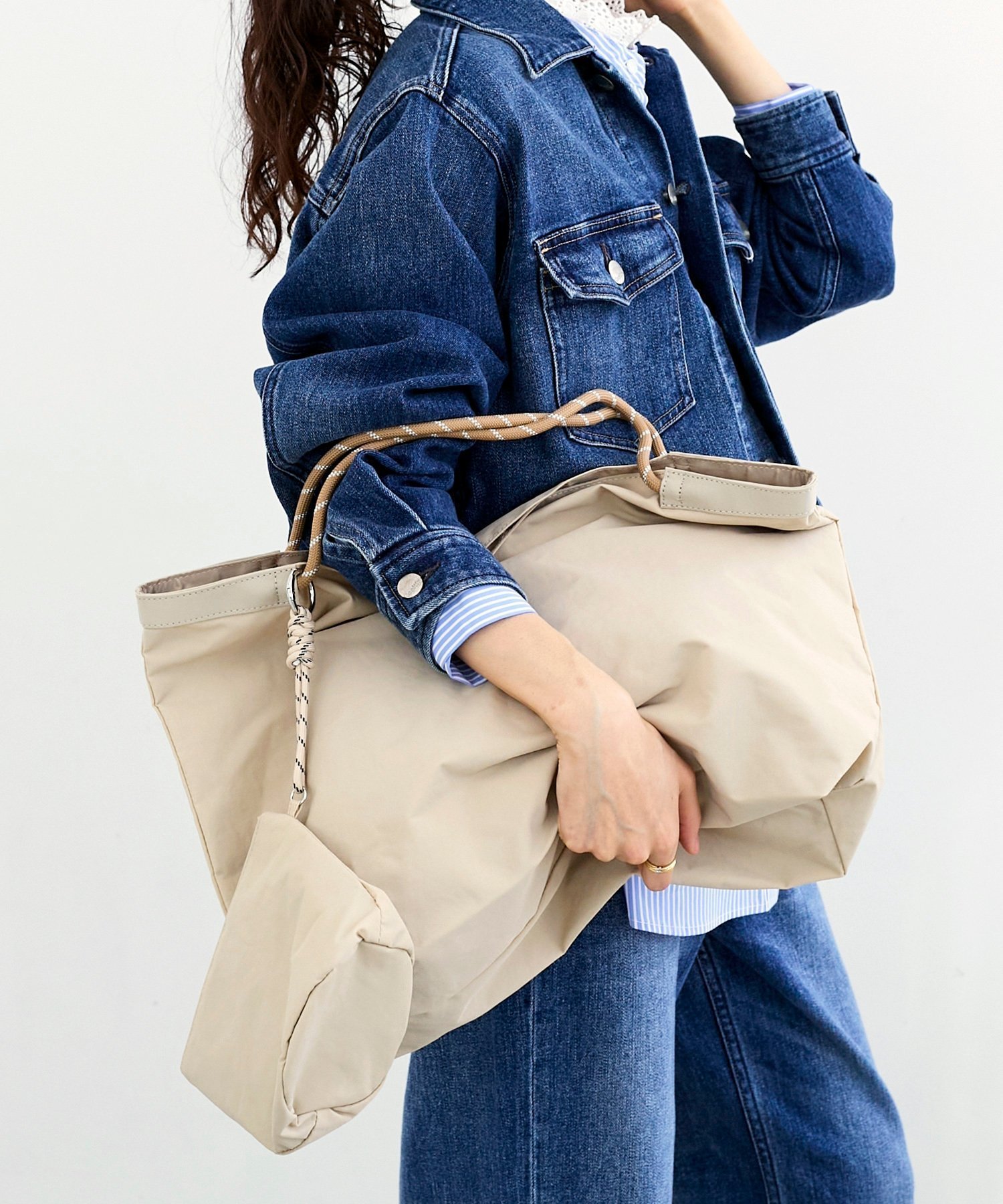 【ルクールブラン/le.coeur blanc】の【撥水】ナイロンパッカブルトート インテリア・キッズ・メンズ・レディースファッション・服の通販 founy(ファウニー) 　ファッション　Fashion　レディースファッション　Fashion for Women　バッグ　Bags　ギンガム　Gingham, Gingham Fabric　コンパクト　Compact, Small Size　軽量　Lightweight, Ultra Light　ショルダー　Shoulder, Shoulder Strap　チェック　Check, Plaid, Tartan　トートバッグ　Tote Bag, Large Shoulder Bag　ドローコード　Drawcord, Drawstring Cord　ポケット　Pocket, Pocket Detail　ポーチ　Pouch, Small Case　別注　Limited Edition, Custom Order　おすすめ　Recommended / Our Picks　旅行　Travel　ベージュ|ID: prp329100004977573 ipo3291000000037305796