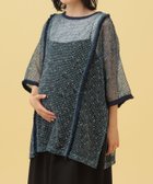 【レプシィム ローリーズファーム/LEPSIM LOWRYS FARM】の【産前・産後対応】マタニティ/メッシュフリンジ5分袖プルオーバー ブルー85|ID: prp329100004977612 ipo3291000000037393074