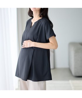 【クロスマルシェ/cross marche / KIDS】のウエストタック ペプラムブラウス(マタニティ 授乳服)授乳口付き 授乳楽々 妊婦服 産前・産後対応 大人の最旬トレンドファッション＆コーディネート founy(ファウニー) ファッション Fashion キッズファッション Fashion for Kids フロント Front, Front Design ペプラム Peplum, Flared Hem 切替 Switching, Contrast Panel |ID:prp329100004977616