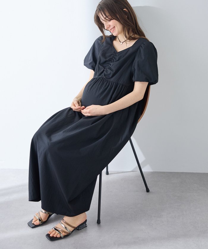 【クロスマルシェ/cross marche / KIDS】のバルーンスリーブ ゆったりフレアワンピース/マタニティワンピース(マタニティ/授乳服)授乳口付き 授乳楽々 妊婦服 産前・産後対応 インテリア・キッズ・メンズ・レディースファッション・服の通販 founy(ファウニー) https://founy.com/ ファッション Fashion キッズファッション Fashion for Kids ワンピース Dresses ガーリー Girly, Feminine Style ギャザー Gathered, Ruffled スリーブ Sleeve, Long Sleeve / Short Sleeve バルーン Balloon, Balloon Silhouette フェミニン Feminine, Girly フレア Flare, Flared ポケット Pocket, Pocket Detail リボン Ribbon, Bow |ID: prp329100004977694 ipo3291000000037306322