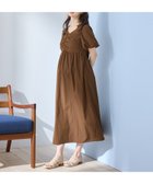 【クロスマルシェ/cross marche / KIDS】のバルーンスリーブ ゆったりフレアワンピース/マタニティワンピース(マタニティ/授乳服)授乳口付き 授乳楽々 妊婦服 産前・産後対応 ブラウン|ID: prp329100004977694 ipo3291000000037306324