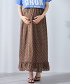 【クロスマルシェ/cross marche / KIDS】のレトロフラワー フリルスカート/マタニティスカート(マタニティ/授乳服) 妊婦服 産前・産後対応 ブラウン|ID: prp329100004977695 ipo3291000000037306333