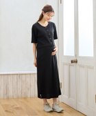 【クロスマルシェ/cross marche / KIDS】の半袖カーディガンドッキング ワッフルワンピース(マタニティ/授乳服)授乳口付き 授乳楽々 妊婦服 産前・産後対応 ブラック|ID: prp329100004977700 ipo3291000000037306354