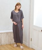 【クロスマルシェ/cross marche / KIDS】の半袖カーディガンドッキング ワッフルワンピース(マタニティ/授乳服)授乳口付き 授乳楽々 妊婦服 産前・産後対応 チャコール|ID: prp329100004977700 ipo3291000000037306355