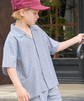 【グローバルワーク/GLOBAL WORK / KIDS】の開襟チェックサッカーシャツ半袖/キッズ/637849 大人の最旬トレンドファッション＆コーディネート founy(ファウニー) ファッション Fashion キッズファッション Fashion for Kids サッカー Seersucker, Summer Fabric ショート Short, Short Length セットアップ Set-Up, Coordinated Outfit チェック Check, Plaid, Tartan 半袖 Short Sleeve, Half Sleeve 夏 Summer 羽織 Haori, Light Jacket |ID:prp329100004977863