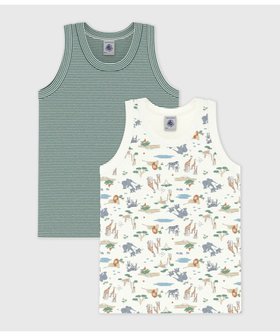 【プチバトー/PETIT BATEAU / KIDS】のプリントタンクトップ2枚組 大人の最旬トレンドファッション＆コーディネート founy(ファウニー) ファッション Fashion キッズファッション Fashion for Kids インナー Innerwear タンク Tank Top, Sleeveless Top 定番 Standard, Basic Item |ID:prp329100004977963
