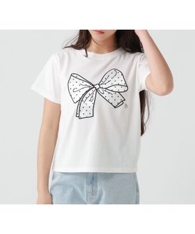 【レピピアルマリオ/repipi armario / KIDS】の【接触冷感】BIGリボンTシャツ 大人の最旬トレンドファッション＆コーディネート founy(ファウニー) ファッション Fashion キッズファッション Fashion for Kids おすすめ Recommended / Our Picks コンパクト Compact, Small Size ショート Short, Short Length タイツ Tights, Legwear デニム Denim, Jeans Material ドット Polka Dot, Dot Pattern ハーフ Half, Half-Length バルーン Balloon, Balloon Silhouette バレエ Ballet, Ballet Style フリル Frill, Ruffle フロント Front, Front Design モノトーン Monotone, Black and White リボン Ribbon, Bow レース Lace, Lace Fabric ワンポイント One Point, Statement Accent 夏 Summer |ID:prp329100004978081