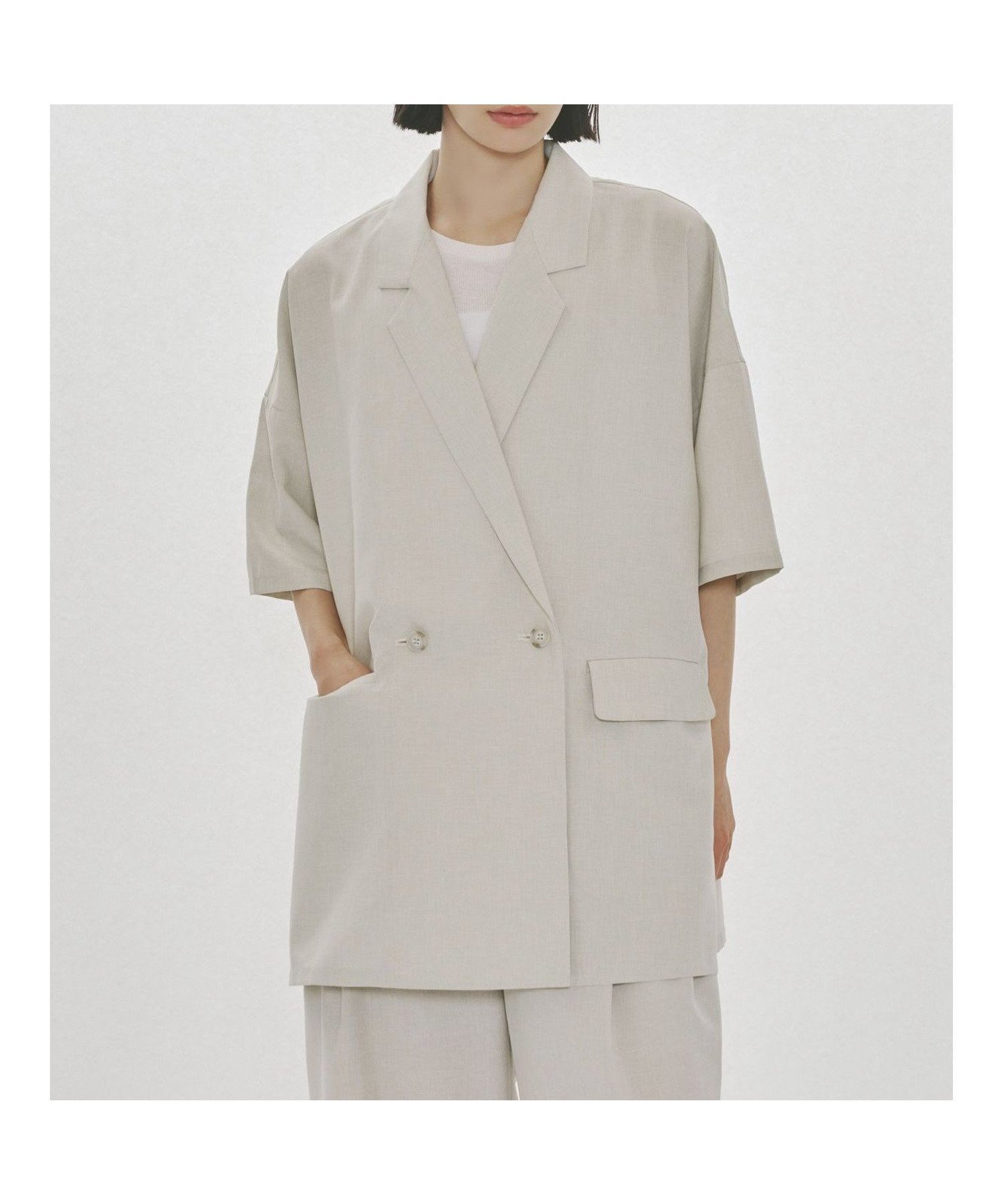 【マーコート/MARcourt】のMIDIUMISOLID for Ladies ライトワイドジャケット 大人の最旬トレンドファッション＆コーディネート founy(ファウニー) 　ファッション　Fashion　レディースファッション　Fashion for Women　アウター　Coat / Outerwear Collection　レディースジャケット・軽アウター　Jackets　ジャケット　Jacket, Outerwear　スリット　Slit, Slit Detail　セットアップ　Set-Up, Coordinated Outfit　ダブル　Double, Double-Breasted　テーラード　Tailored, Tailored Fit　フロント　Front, Front Design　ポケット　Pocket, Pocket Detail　再入荷　Restock / Back in Stock　夏　Summer　春　Spring　S/S・春夏　SS, Spring/Summer, Warm Season　無地　Plain, Solid Color　 other-1|ID: prp329100004978187 ipo3291000000037308313