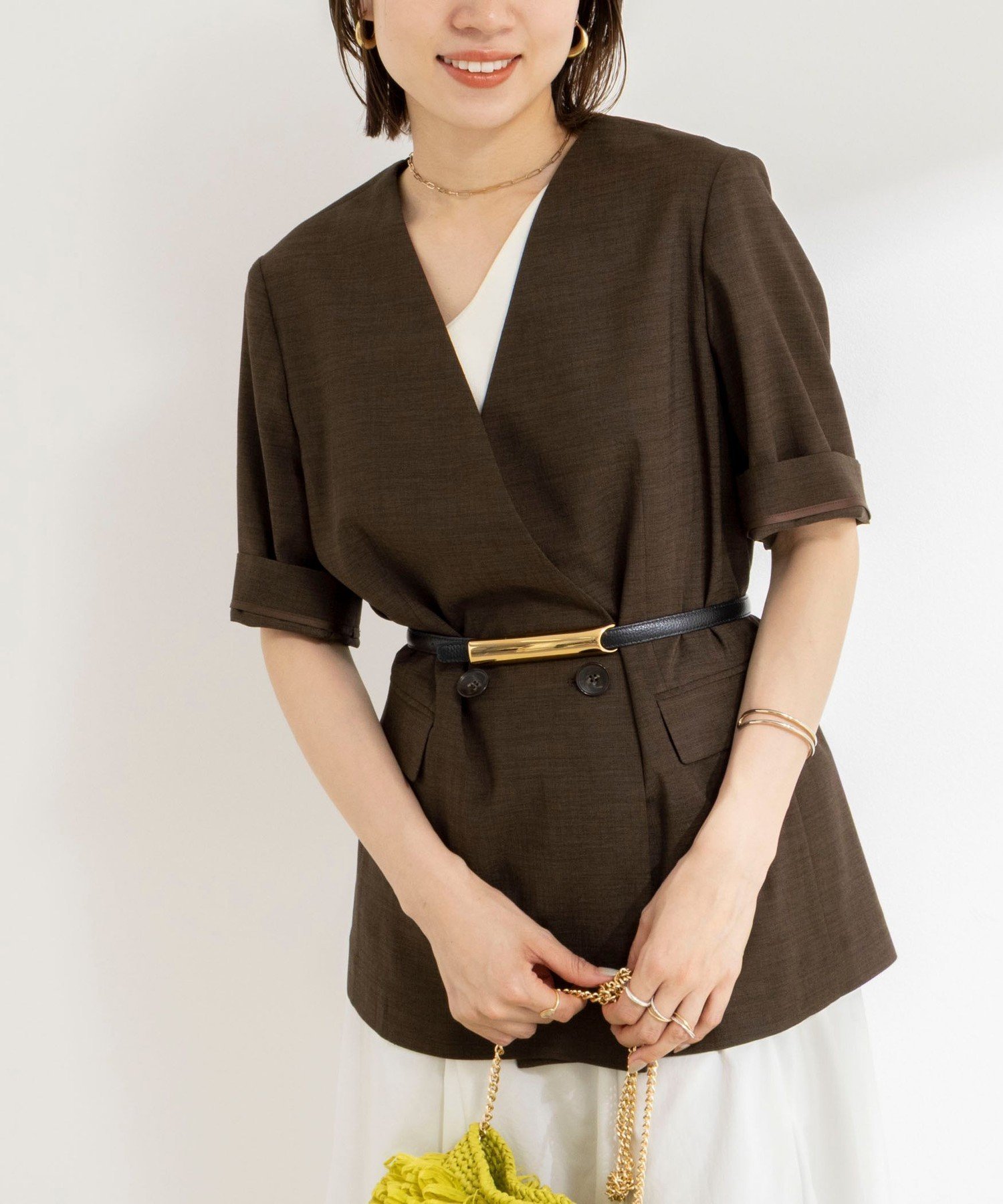 【ノーリーズ/NOLLEY'S】のウォッシャブルトリアセ混ノーカラー半袖ジャケット インテリア・キッズ・メンズ・レディースファッション・服の通販 founy(ファウニー) 　ファッション　Fashion　レディースファッション　Fashion for Women　アウター　Coat / Outerwear Collection　レディースジャケット・軽アウター　Jackets　2026年　2026　2026春夏・S/S　Spring/Summer 2026 SS26　おすすめ　Recommended / Our Picks　シルク　Silk, 100% Silk　ジャケット　Jacket, Outerwear　リネン　Linen, Linen Fabric　半袖　Short Sleeve, Half Sleeve　夏　Summer　ブラウン|ID: prp329100004978191 ipo3291000000037308328