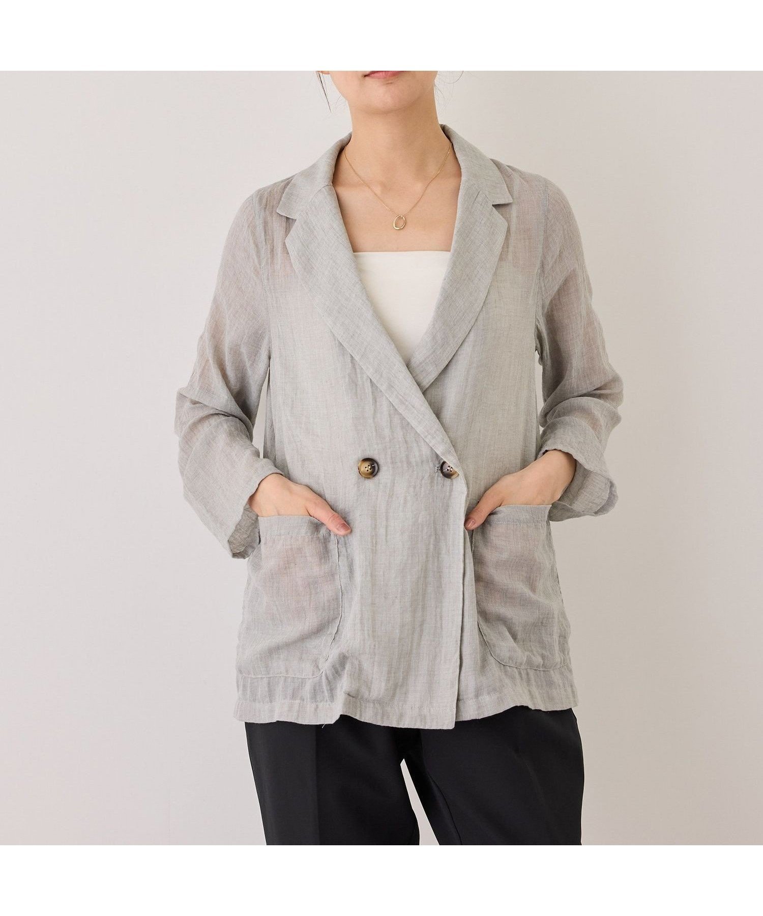 【ジャイロ/JAYRO】のボイルシャンブレージャケット インテリア・キッズ・メンズ・レディースファッション・服の通販 founy(ファウニー) 　ファッション　Fashion　レディースファッション　Fashion for Women　アウター　Coat / Outerwear Collection　レディースジャケット・軽アウター　Jackets　春　Spring　カーディガン　Cardigan, Knitwear　軽量　Lightweight, Ultra Light　シアー　Sheer, See-Through　シャンブレー　Chambray, Denim-Like Fabric　シンプル　Simple, Minimal　ジャケット　Jacket, Outerwear　スラックス　Slacks, Dress Pants　タンク　Tank Top, Sleeveless Top　ダブル　Double, Double-Breasted　デニム　Denim, Jeans Material　バランス　Balance, Style Balance　ポケット　Pocket, Pocket Detail　ワイド　Wide, Wide Fit　S/S・春夏　SS, Spring/Summer, Warm Season　おすすめ　Recommended / Our Picks　夏　Summer　ビジネス 仕事 通勤　Business / Work / Commuting　ライトグレー(08)|ID: prp329100004978193 ipo3291000000037308335