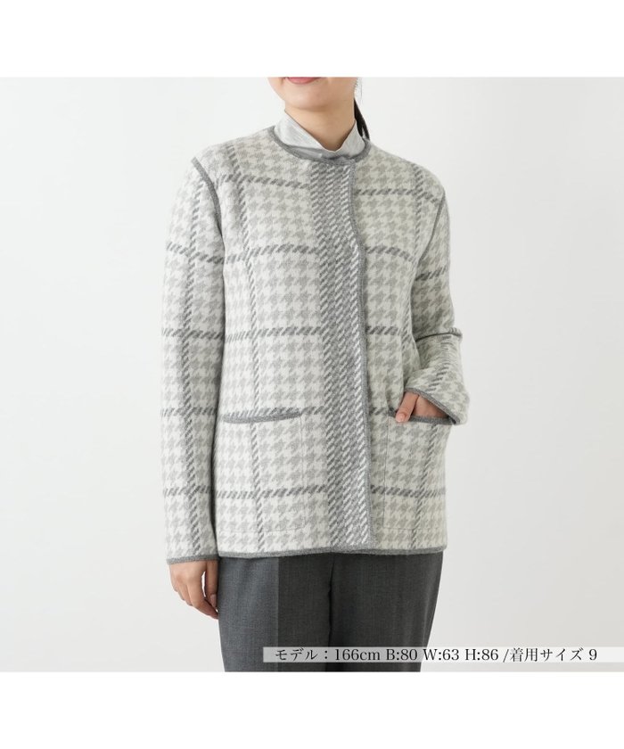 【レリアン/LEILIAN】のチェックノーカラーニットジャケット インテリア・キッズ・メンズ・レディースファッション・服の通販 founy(ファウニー) https://founy.com/ ファッション Fashion レディースファッション Fashion for Women アウター Coat / Outerwear Collection レディースジャケット・軽アウター Jackets インナー Innerwear ジャケット Jacket, Outerwear チェック Check, Plaid, Tartan トリミング Trimming, Decorative Edge パッチ Patch, Appliqué フロント Front, Front Design ポケット Pocket, Pocket Detail 冬 Winter / This Winter 無地 Plain, Solid Color |ID: prp329100004978216 ipo3291000000037308402