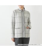 【レリアン/LEILIAN】のチェックノーカラーニットジャケット ライトグレー|ID: prp329100004978216 ipo3291000000037308403