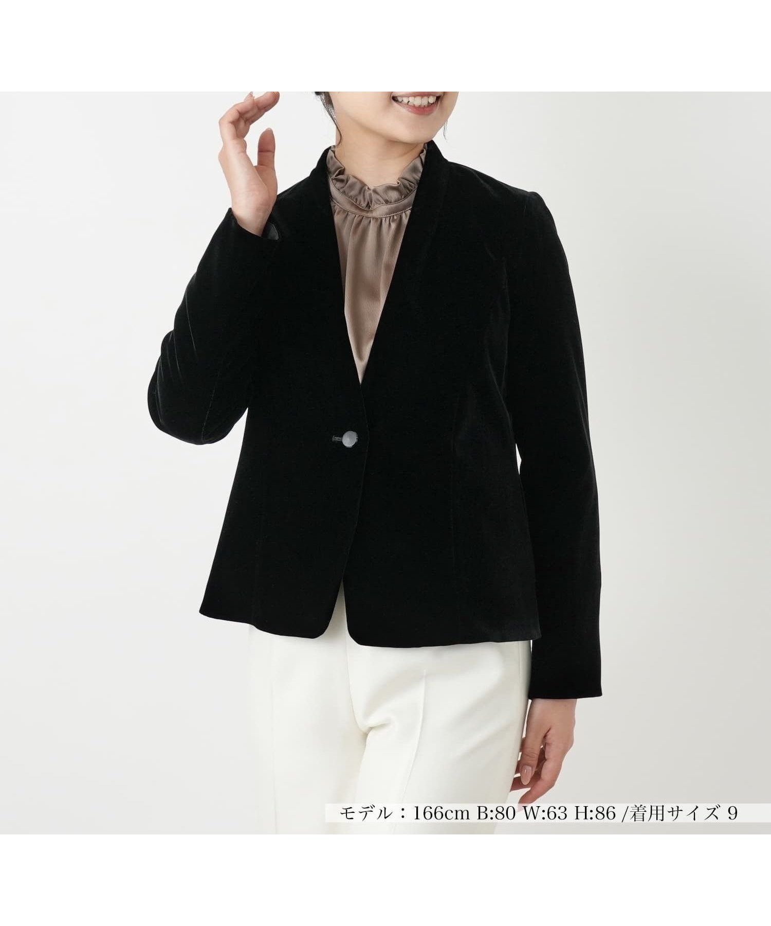 【レリアン/LEILIAN】のベルベットジャケット【セレモニー】 インテリア・キッズ・メンズ・レディースファッション・服の通販 founy(ファウニー) 　ファッション　Fashion　レディースファッション　Fashion for Women　アウター　Coat / Outerwear Collection　レディースジャケット・軽アウター　Jackets　オケージョン　Occasion Wear　ジャケット　Jacket, Outerwear　セレモニー　Ceremony　フロント　Front, Front Design　ベルベット　Velvet, Velvety　ポケット　Pocket, Pocket Detail　マニッシュ　Mannish, Boyish　リュクス　Luxury, Elegant, High-End, Chic　秋　Autumn　ビジネス 仕事 通勤　Business / Work / Commuting　ブラック|ID: prp329100004978219 ipo3291000000037308410