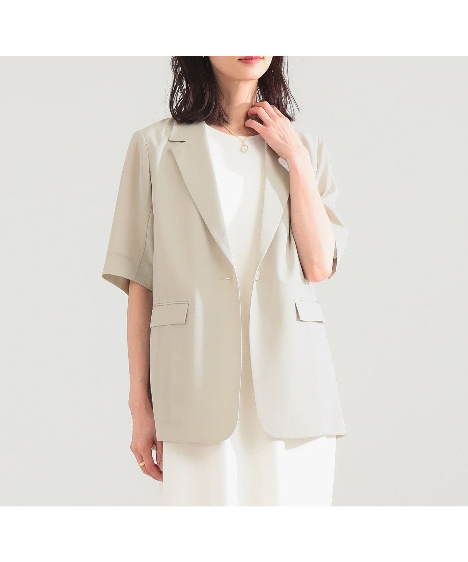 【デミルクス ビームス/Demi-Luxe BEAMS】のシアー ハーフスリーブ ジャケット インテリア・キッズ・メンズ・レディースファッション・服の通販 founy(ファウニー) 　ファッション　Fashion　レディースファッション　Fashion for Women　アウター　Coat / Outerwear Collection　レディースジャケット・軽アウター　Jackets　オーガンジー　Organza Fabric　カーディガン　Cardigan, Knitwear　キャミソール　Camisole, Spaghetti Strap Top　シアー　Sheer, See-Through　シンプル　Simple, Minimal　ジャケット　Jacket, Outerwear　スラックス　Slacks, Dress Pants　スリット　Slit, Slit Detail　スリーブ　Sleeve, Long Sleeve / Short Sleeve　タンク　Tank Top, Sleeveless Top　デニム　Denim, Jeans Material　トレンド　Trend, Trending Now　ドレープ　Drape, Draping Fabric　ハーフ　Half, Half-Length　バランス　Balance, Style Balance　ベーシック　Basic, Essential　おすすめ　Recommended / Our Picks　夏　Summer　エレガント 上品　Elegant　BEIGE|ID: prp329100004978243 ipo3291000000037308509