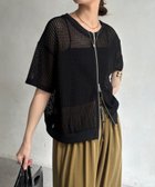 【ドゥドゥ/DouDou】の【WEB限定】メッシュジップ半袖ブルゾン 大人の最旬トレンドファッション＆コーディネート founy(ファウニー) ファッション Fashion レディースファッション Fashion for Women アウター Coat / Outerwear Collection ブルゾンジャケット・スポーティアウター Blouson Jackets スマート Smart, Elegant ブルゾン Blouson, Bomber Jacket 半袖 Short Sleeve, Half Sleeve メッシュ Mesh, Net Fabric リラックス Relax, Relaxed Fit S/S・春夏 SS, Spring/Summer, Warm Season 再入荷 Restock / Back in Stock 夏 Summer 2026年 2026 2026春夏・S/S Spring/Summer 2026 SS26 thumbnail ブラック|ID: prp329100004978248 ipo3291000000037308526