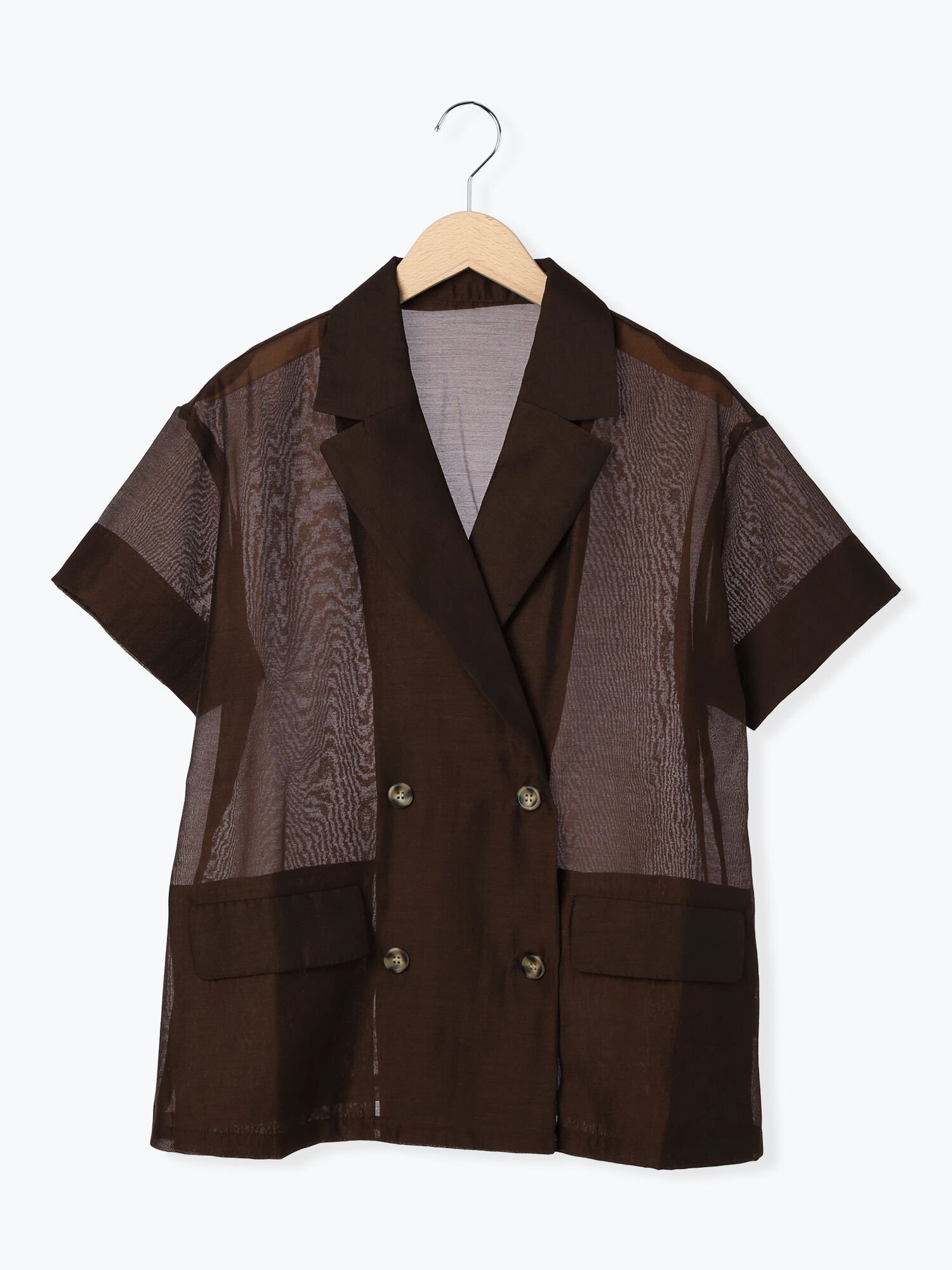 【サマンサモスモス/Samansa Mos2】のシアー半袖テーラードジャケット インテリア・キッズ・メンズ・レディースファッション・服の通販 founy(ファウニー) 　ファッション　Fashion　レディースファッション　Fashion for Women　アウター　Coat / Outerwear Collection　レディースジャケット・軽アウター　Jackets　テーラードジャケット / 通勤・きれいめスタイル　Tailored Jackets & Blazers　おすすめ　Recommended / Our Picks　シアー　Sheer, See-Through　タンク　Tank Top, Sleeveless Top　ダブル　Double, Double-Breasted　ワイド　Wide, Wide Fit　半袖　Short Sleeve, Half Sleeve　ブラウン|ID: prp329100004978250 ipo3291000000037308532