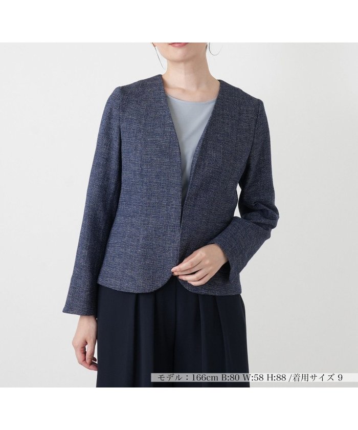 【レリアン/LEILIAN】のVネックノーカラージャケット【Leilian WHITE LABEL】 インテリア・キッズ・メンズ・レディースファッション・服の通販 founy(ファウニー) https://founy.com/ ファッション Fashion レディースファッション Fashion for Women アウター Coat / Outerwear Collection レディースジャケット・軽アウター Jackets ノーカラージャケット / シンプル上品コーデ Collarless Jackets カッティング Cutting Detail スマート Smart, Elegant スリット Slit, Slit Detail セットアップ Set-Up, Coordinated Outfit トレンド Trend, Trending Now フォーマル Formal, Dressy ベーシック Basic, Essential ポケット Pocket, Pocket Detail 夏 Summer |ID: prp329100004978253 ipo3291000000037308540