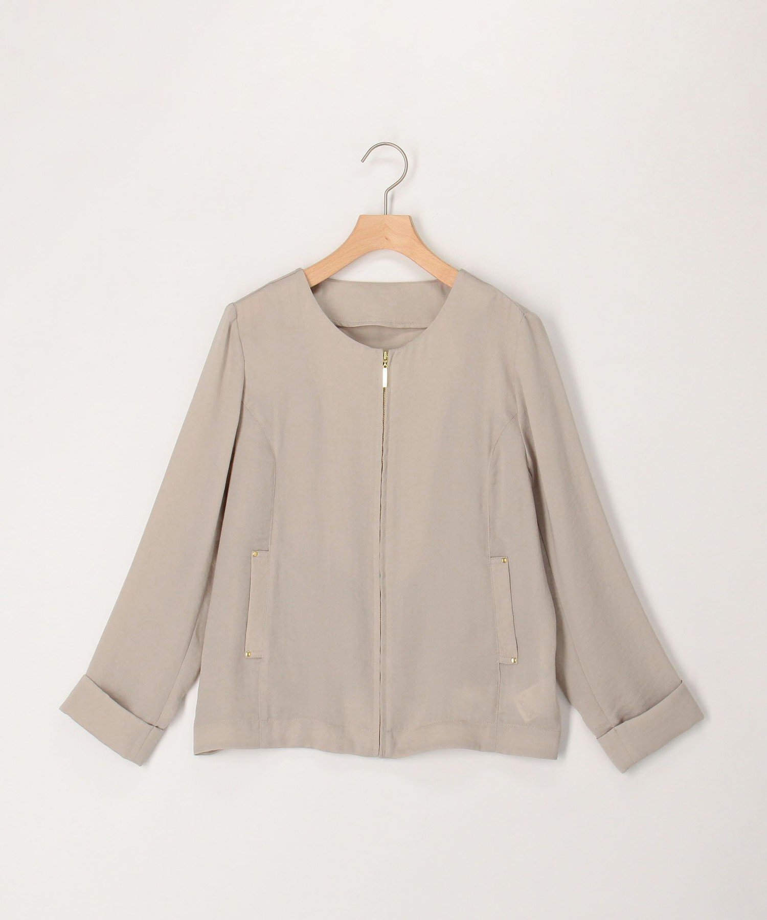 【ノーリーズ/NOLLEY'S】の撥水クールタッチノーカラーブルゾン インテリア・キッズ・メンズ・レディースファッション・服の通販 founy(ファウニー) 　ファッション　Fashion　レディースファッション　Fashion for Women　アウター　Coat / Outerwear Collection　ブルゾンジャケット・スポーティアウター　Blouson Jackets　軽量　Lightweight, Ultra Light　ブルゾン　Blouson, Bomber Jacket　ロング　Long, Long-Length　アウトレット　Outlet / Clearance　おすすめ　Recommended / Our Picks　2026年　2026　2026春夏・S/S　Spring/Summer 2026 SS26　グレイッシュベージュ|ID: prp329100004978306 ipo3291000000037308716