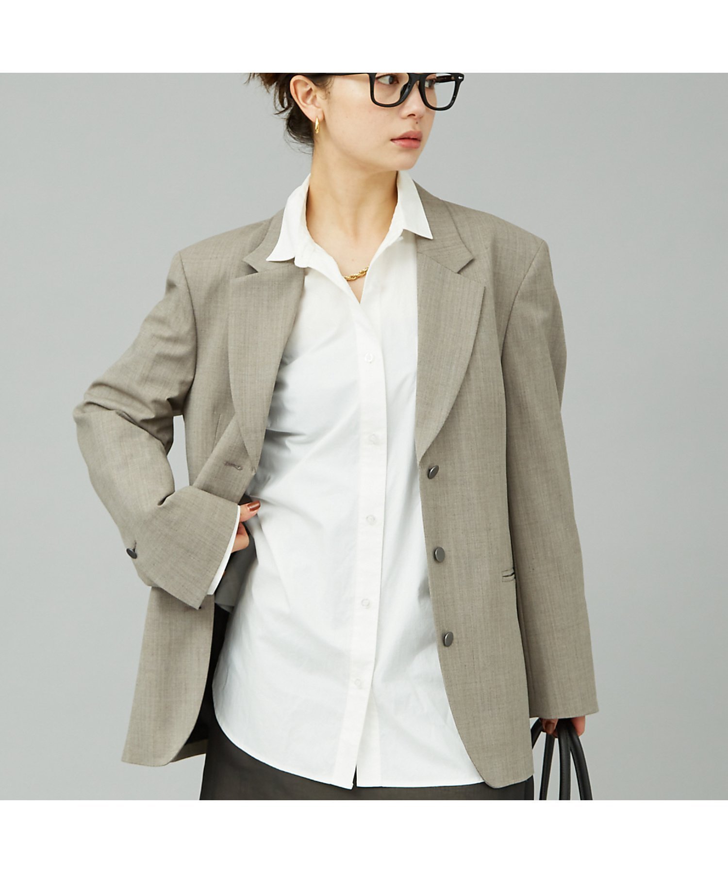 【ルージュヴィフラクレ/Rouge vif la cle】のビックジャケット インテリア・キッズ・メンズ・レディースファッション・服の通販 founy(ファウニー) 　ファッション　Fashion　レディースファッション　Fashion for Women　アウター　Coat / Outerwear Collection　レディースジャケット・軽アウター　Jackets　ジャケット　Jacket, Outerwear　ダウン　Down, Puffer　フォーマル　Formal, Dressy　ベーシック　Basic, Essential　グレージュ|ID: prp329100004978308 ipo3291000000037308721