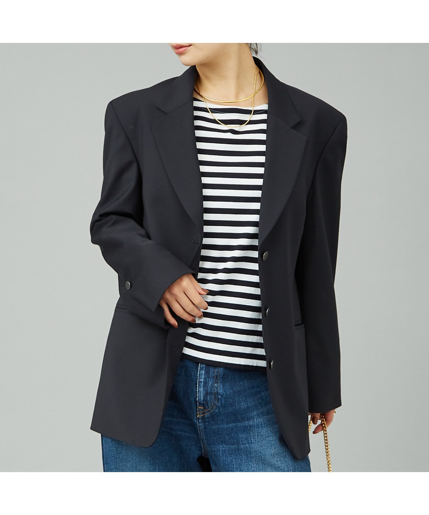 【ルージュヴィフラクレ/Rouge vif la cle】のビックジャケット インテリア・キッズ・メンズ・レディースファッション・服の通販 founy(ファウニー) 　ファッション　Fashion　レディースファッション　Fashion for Women　アウター　Coat / Outerwear Collection　レディースジャケット・軽アウター　Jackets　ジャケット　Jacket, Outerwear　ダウン　Down, Puffer　フォーマル　Formal, Dressy　ベーシック　Basic, Essential　ダークネイビー|ID: prp329100004978308 ipo3291000000037308722
