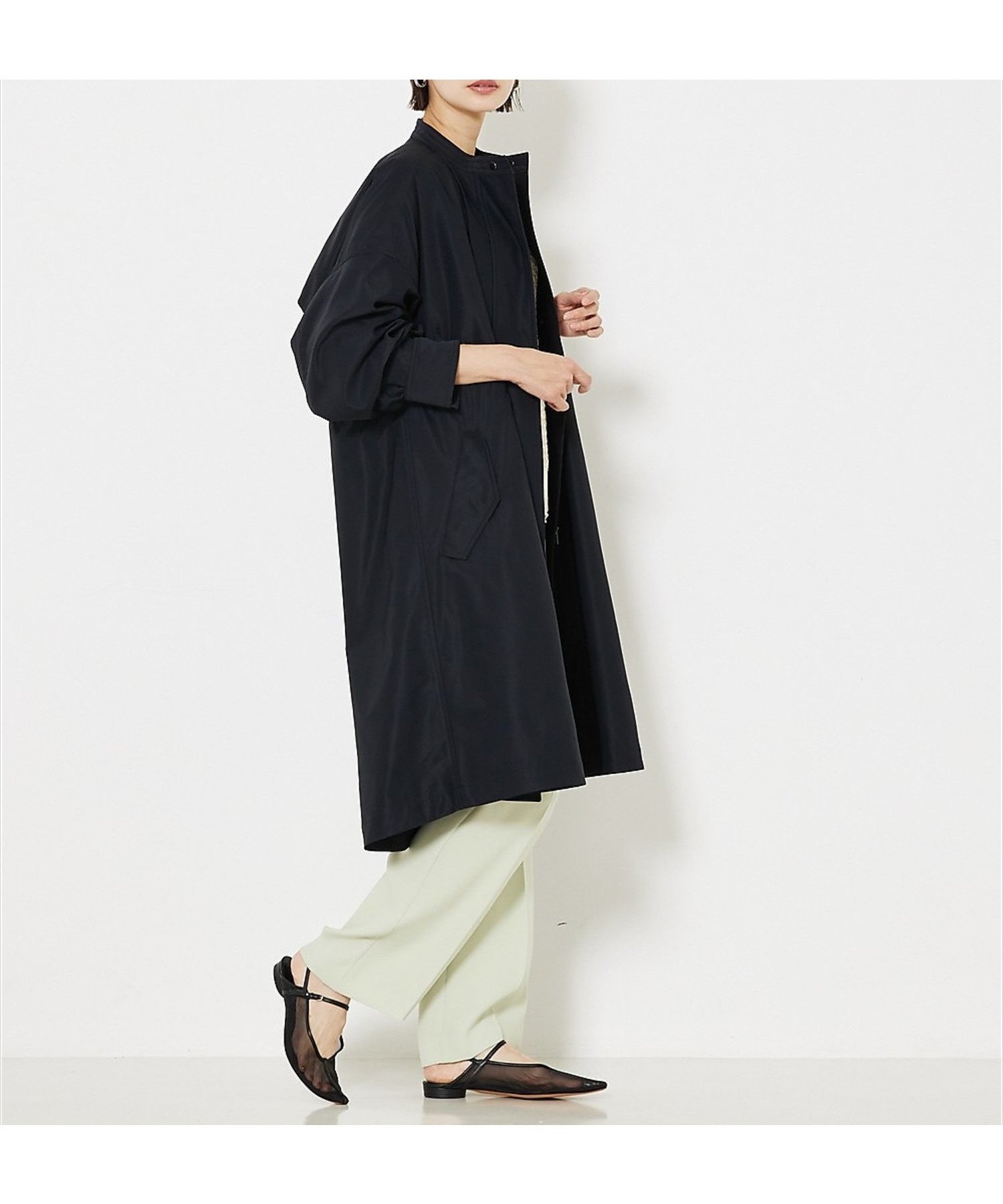 【カリテ/qualite】のエアリーライトツイルコート インテリア・キッズ・メンズ・レディースファッション・服の通販 founy(ファウニー) 　ファッション　Fashion　レディースファッション　Fashion for Women　アウター　Coat / Outerwear Collection　コート・ロングコート・ピーコート　Long Coats, Peacoats & More　エレガント 上品　Elegant　シンプル　Simple, Minimal　デニム　Denim, Jeans Material　バランス　Balance, Style Balance　ワイド　Wide, Wide Fit　人気　Popular, Best Seller　ネイビー|ID: prp329100004978325 ipo3291000000037308781