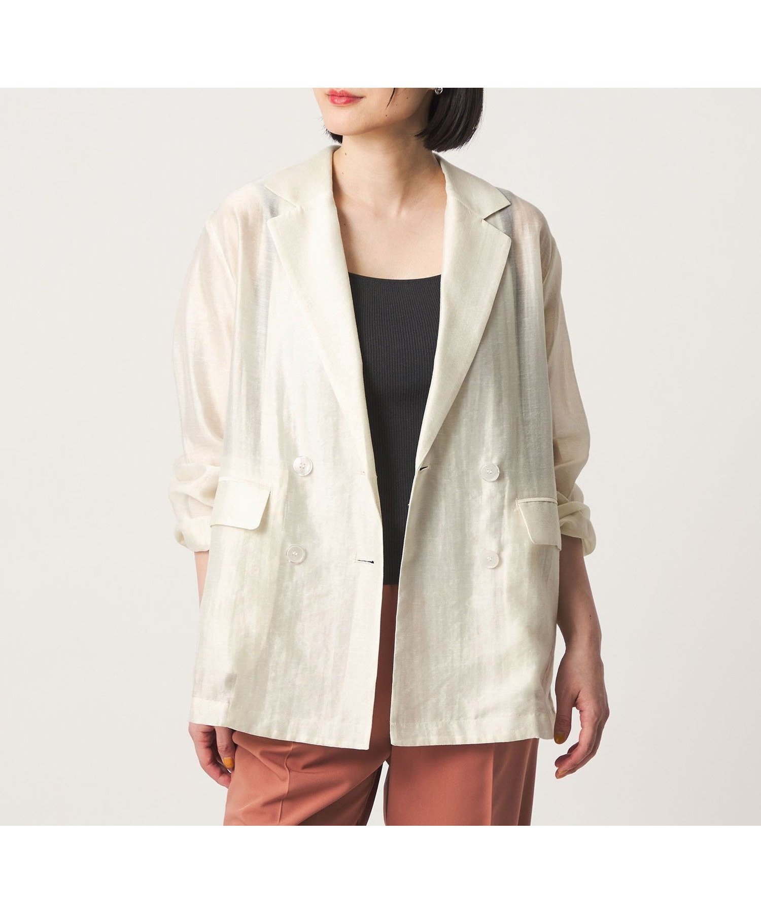 【ユナイテッドアローズ/UNITED ARROWS】のシアー ダブルジャケット -ウォッシャブル- A DAY IN THE LIFE インテリア・キッズ・メンズ・レディースファッション・服の通販 founy(ファウニー) 　ファッション　Fashion　レディースファッション　Fashion for Women　アウター　Coat / Outerwear Collection　レディースジャケット・軽アウター　Jackets　ウォッシャブル　Machine Washable　クラシカル　Classical, Vintage-Inspired　シアー　Sheer, See-Through　ジャケット　Jacket, Outerwear　ダブル　Double, Double-Breasted　デニム　Denim, Jeans Material　トレンド　Trend, Trending Now　バランス　Balance, Style Balance　アウトレット　Outlet / Clearance　旅行　Travel　ビジネス 仕事 通勤　Business / Work / Commuting　OFF WHITE|ID: prp329100004978331 ipo3291000000037308799