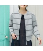 【キャラオクルス/CARA OCRUZ】の【ストレッチ】レースボーダーのジップジャケット 大人の最旬トレンドファッション＆コーディネート founy(ファウニー) ファッション Fashion レディースファッション Fashion for Women アウター Coat / Outerwear Collection レディースジャケット・軽アウター Jackets インナー Innerwear ウォッシャブル Machine Washable カットソー Cut and Sewn Top ストレッチ Stretch, Stretchy Fabric ボーダー Border, Stripe ポケット Pocket, Pocket Detail リラックス Relax, Relaxed Fit レース Lace, Lace Fabric エレガント 上品 Elegant 春 Spring thumbnail アッシュグレー|ID: prp329100004978352 ipo3291000000037308869