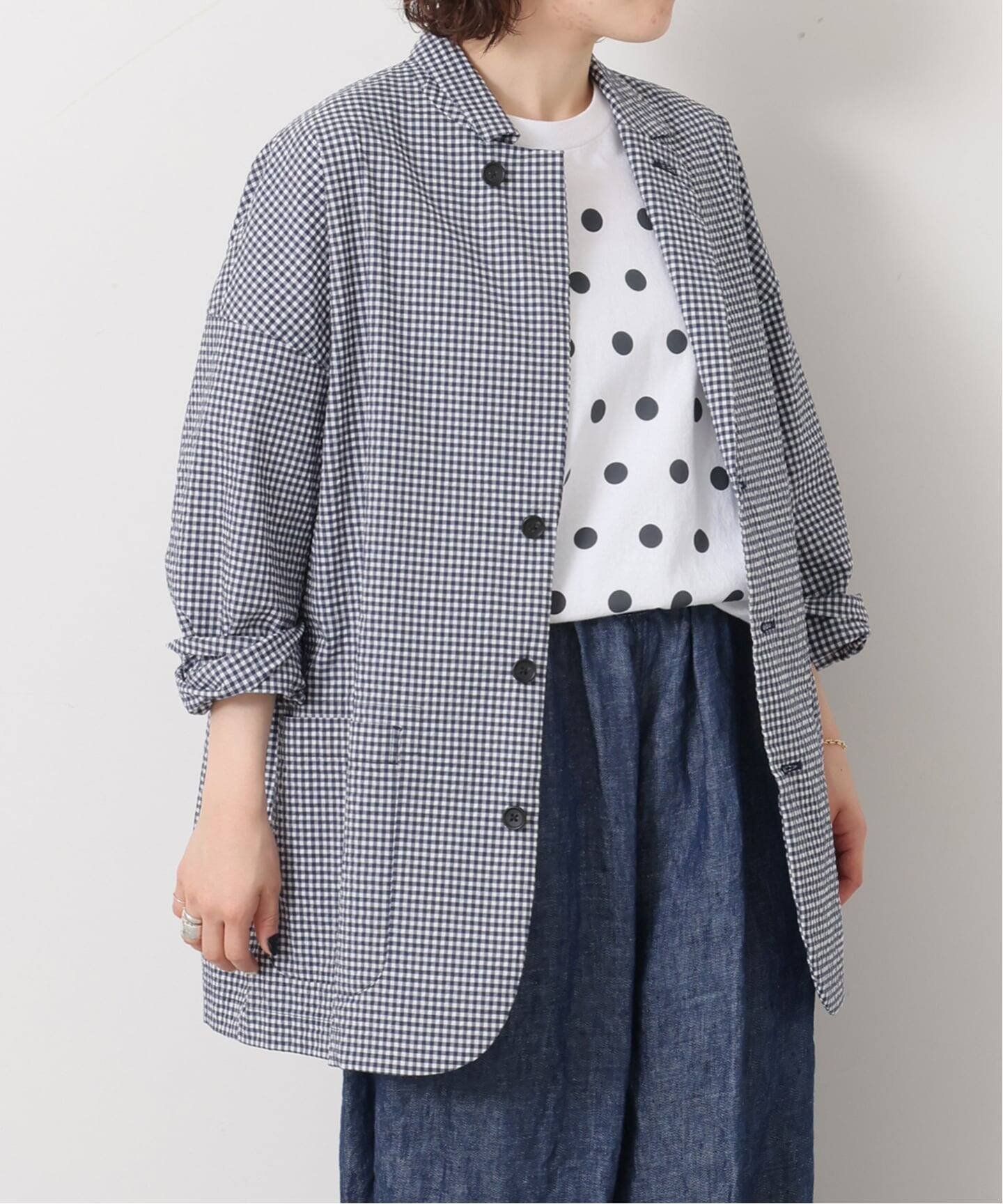 【ジャーナルスタンダード ラックス/journal standard luxe】のサッカージャケット インテリア・キッズ・メンズ・レディースファッション・服の通販 founy(ファウニー) 　ファッション　Fashion　レディースファッション　Fashion for Women　アウター　Coat / Outerwear Collection　レディースジャケット・軽アウター　Jackets　2026年　2026　2026春夏・S/S　Spring/Summer 2026 SS26　ギンガム　Gingham, Gingham Fabric　サッカー　Seersucker, Summer Fabric　ジャケット　Jacket, Outerwear　スマート　Smart, Elegant　チェック　Check, Plaid, Tartan　テーパード　Tapered, Tapered Pants　パッチ　Patch, Appliqué　ポケット　Pocket, Pocket Detail　夏　Summer　ネイビー|ID: prp329100004978359 ipo3291000000037308889