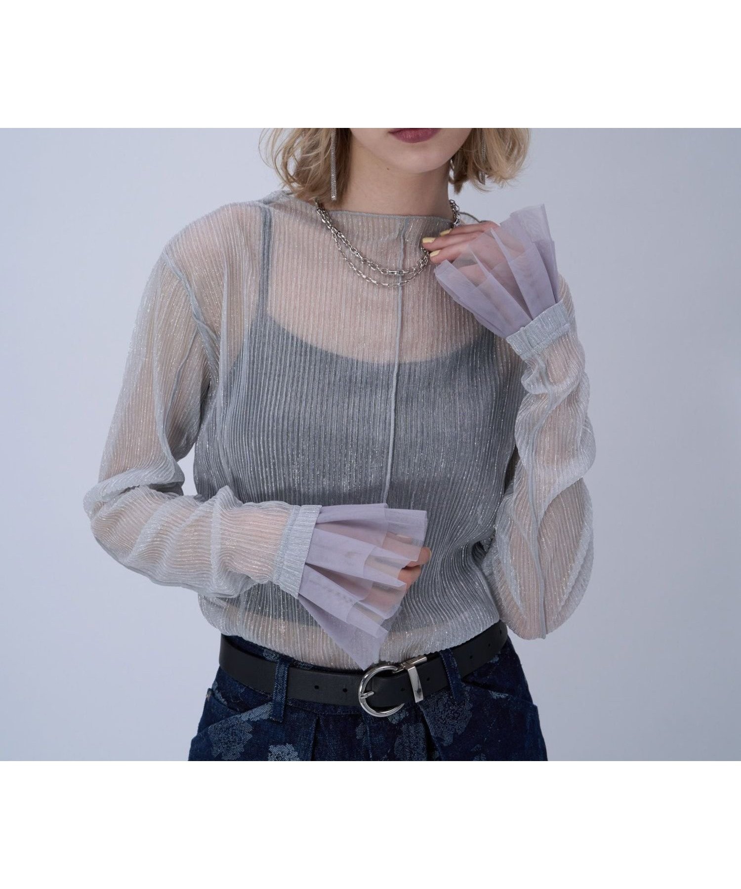 【ハレ/HARE】のチュールデザインシア-トップス インテリア・キッズ・メンズ・レディースファッション・服の通販 founy(ファウニー) 　ファッション　Fashion　レディースファッション　Fashion for Women　トップス・カットソー　Cut & Sew Tops　おすすめ　Recommended / Our Picks　アクセサリー　Fashion Accessories　インナー　Innerwear　ウェーブ　Wavy Pattern　カーディガン　Cardigan, Knitwear　シアー　Sheer, See-Through　ショート　Short, Short Length　シンプル　Simple, Minimal　ジャケット　Jacket, Outerwear　スウェット / スエット　Sweatshirt, Sweatwear　ストレート　Straight, Straight Cut　チュール　Tulip, Tulip Motif　ドッキング　Docking, Mixed Material　パーカー　Hoodie, Parka　プリーツ　Pleats, Pleated　エレガント 上品　Elegant　定番　Standard, Basic Item　グレー10|ID: prp329100004978374 ipo3291000000037308955