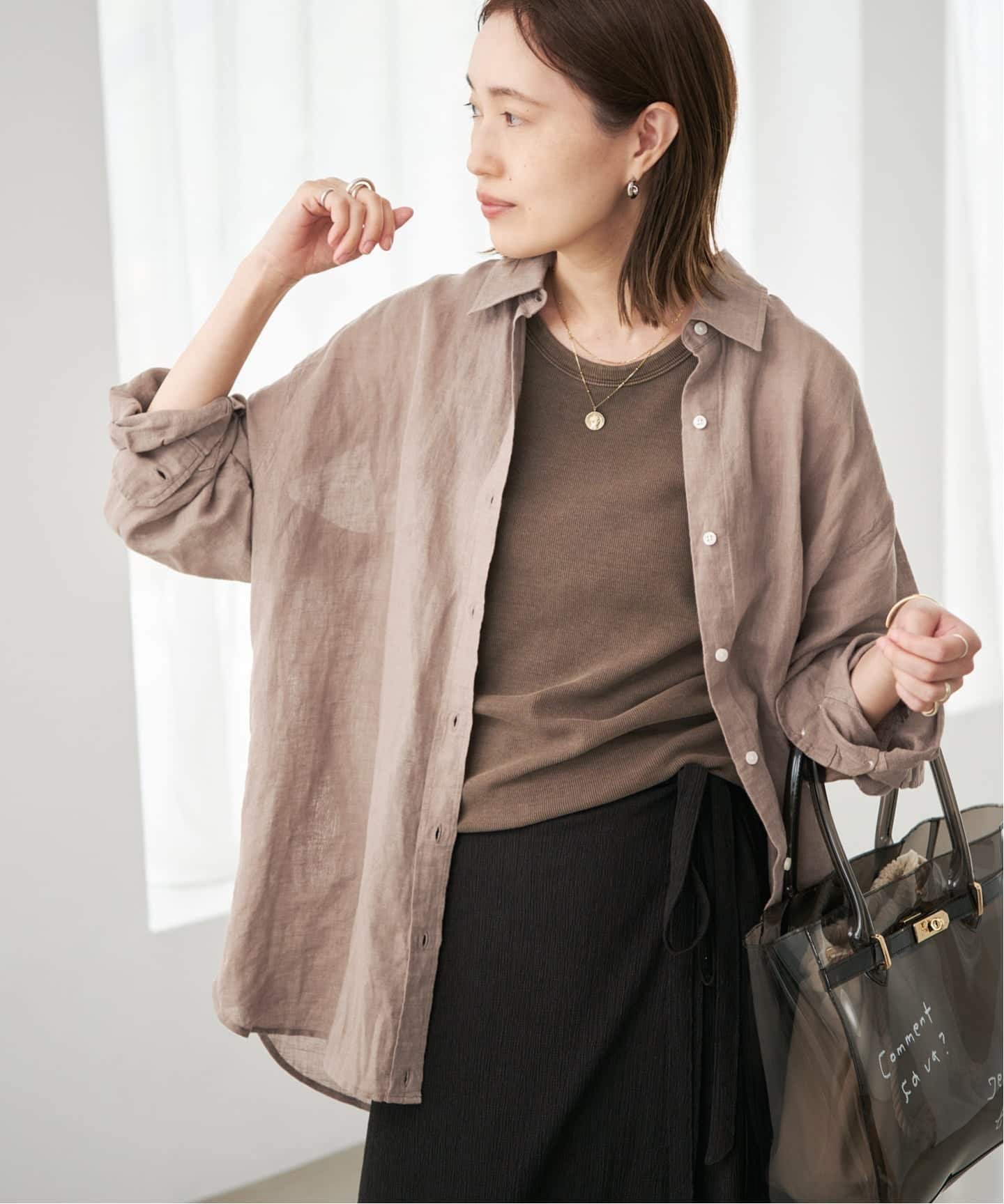【スローブ イエナ/SLOBE IENA】のリネンコットンカシュクールシャツ インテリア・キッズ・メンズ・レディースファッション・服の通販 founy(ファウニー) 　ファッション　Fashion　レディースファッション　Fashion for Women　トップス・カットソー　Cut & Sew Tops　シャツ・ブラウス・オフィスカジュアル　Elegant Blouses & Button-Ups　2026年　2026　2026春夏・S/S　Spring/Summer 2026 SS26　デニム　Denim, Jeans Material　バランス　Balance, Style Balance　ベーシック　Basic, Essential　リネン　Linen, Linen Fabric　リラックス　Relax, Relaxed Fit　人気　Popular, Best Seller　ベージュ|ID: prp329100004978377 ipo3291000000037308972